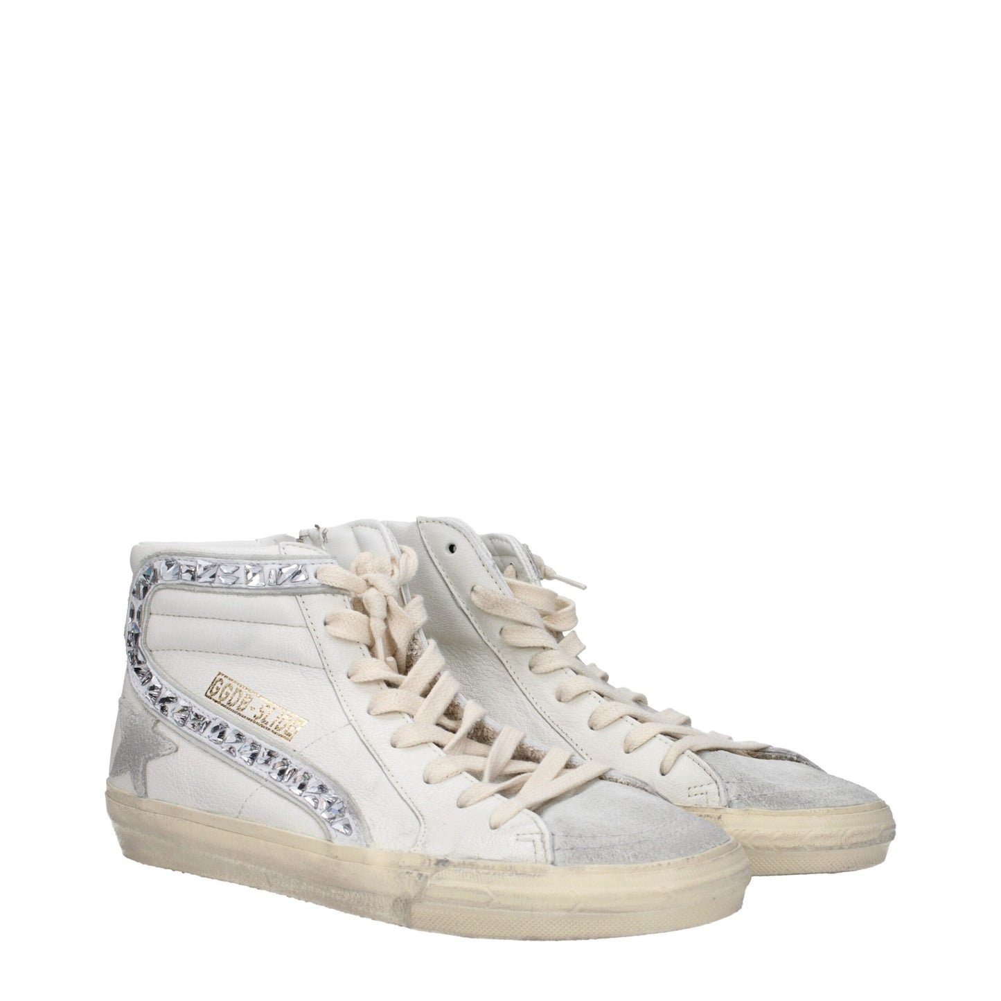 Golden Goose White Leather Sneakers - Vintage Style with Unique Aged Effect