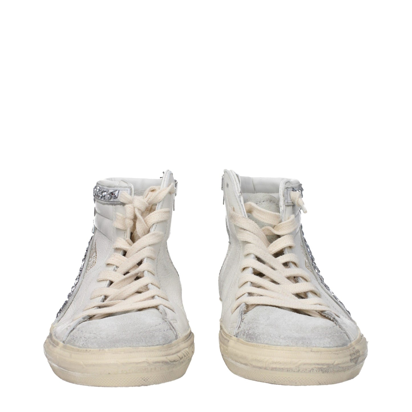 Golden Goose White Leather Sneakers - Vintage Style with Unique Aged Effect