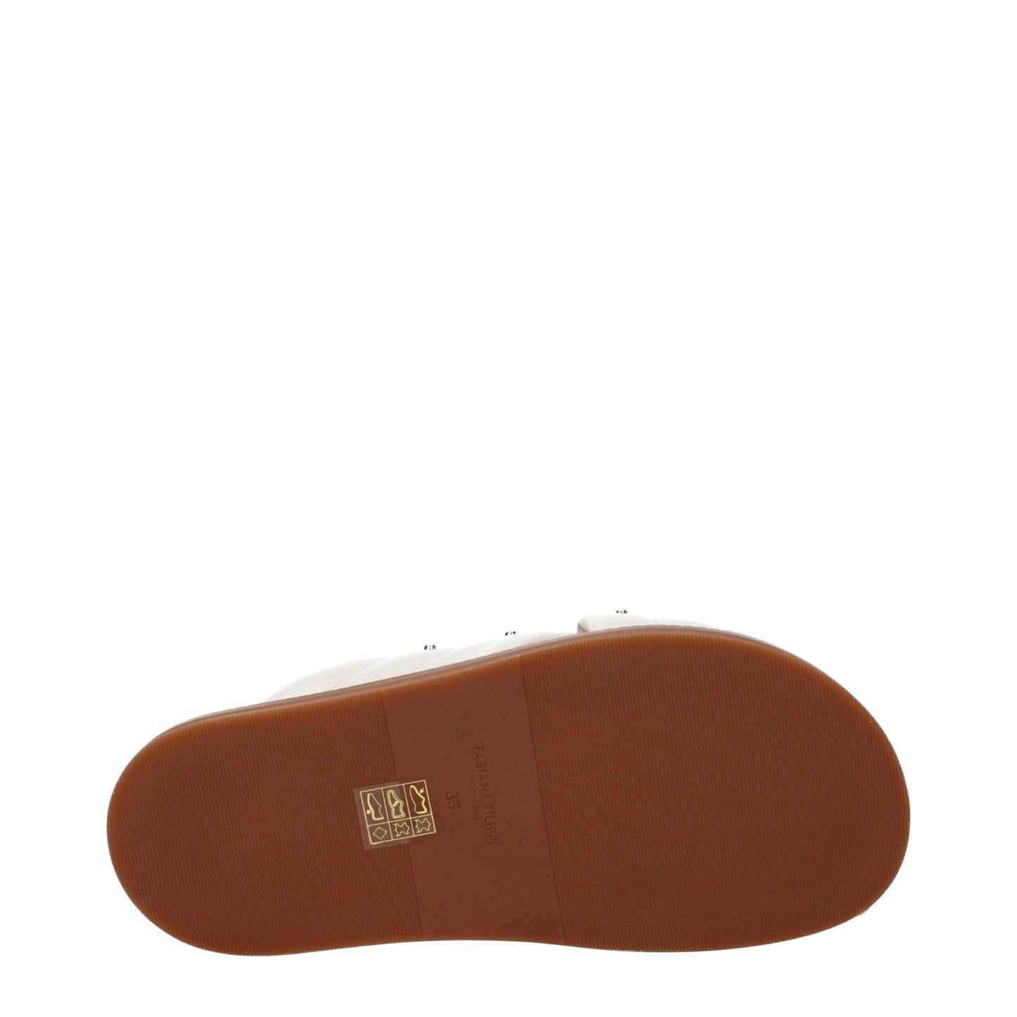 Fabiana Filippi Beige Studded & Quilted Leather Slides