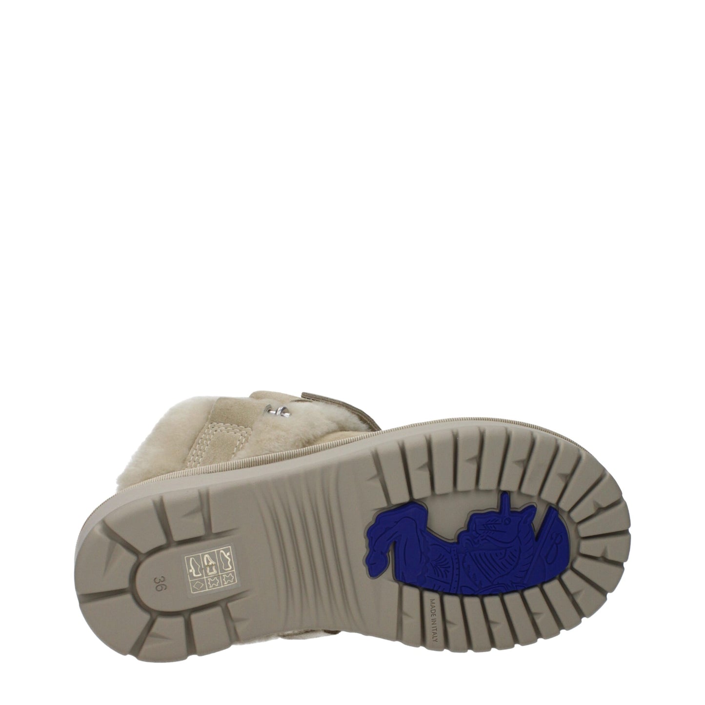 Burberry Green Leather Slipper with Fur Detail