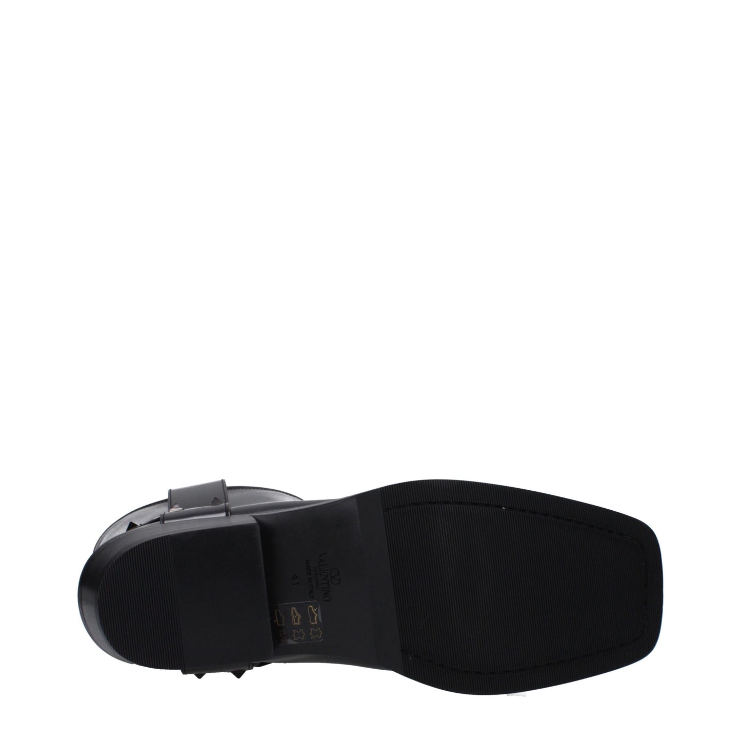 Valentino Garavani Black Leather Ankle Boots with Studs