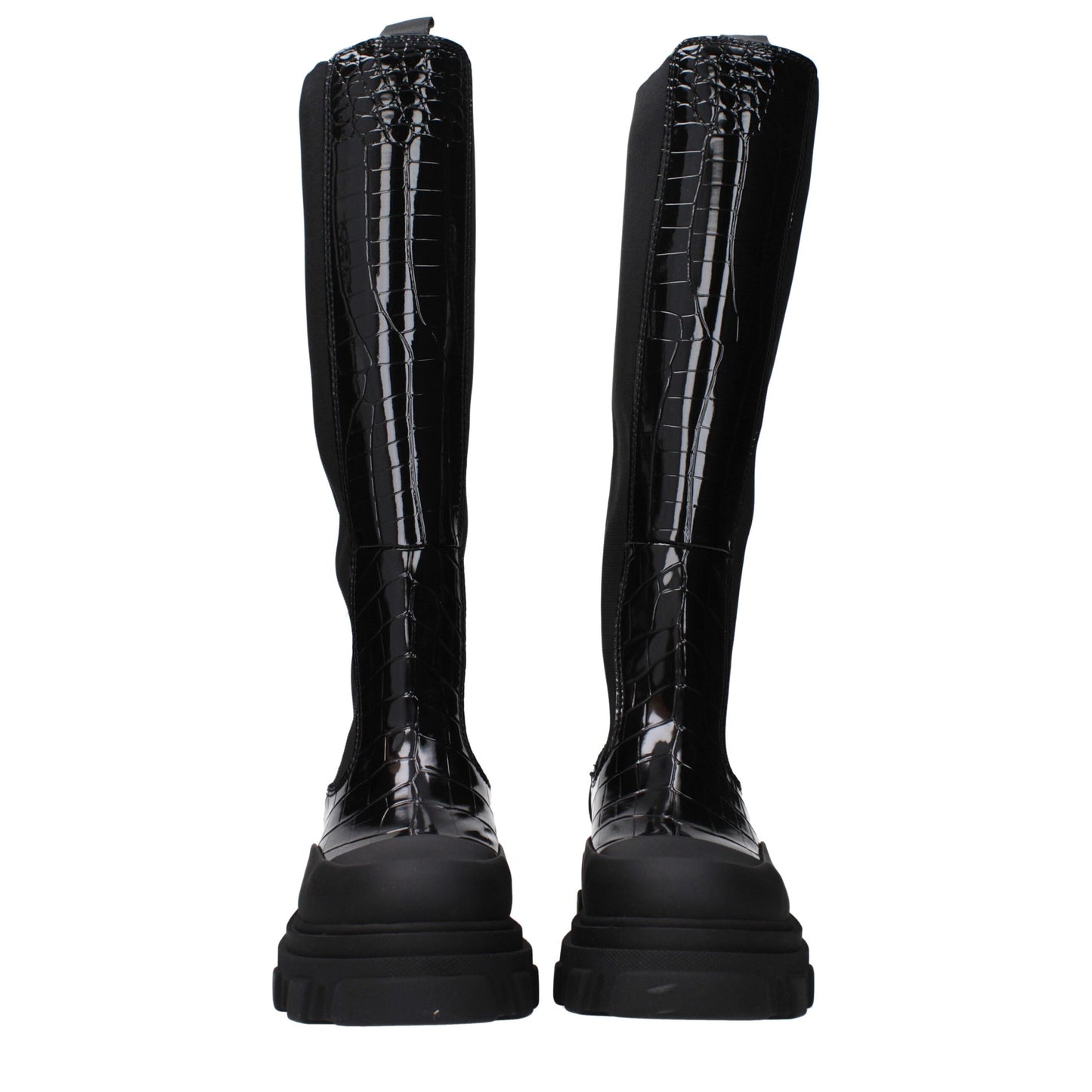 Ganni Black Leather Boot - Stylish Mid Heeled Footwear