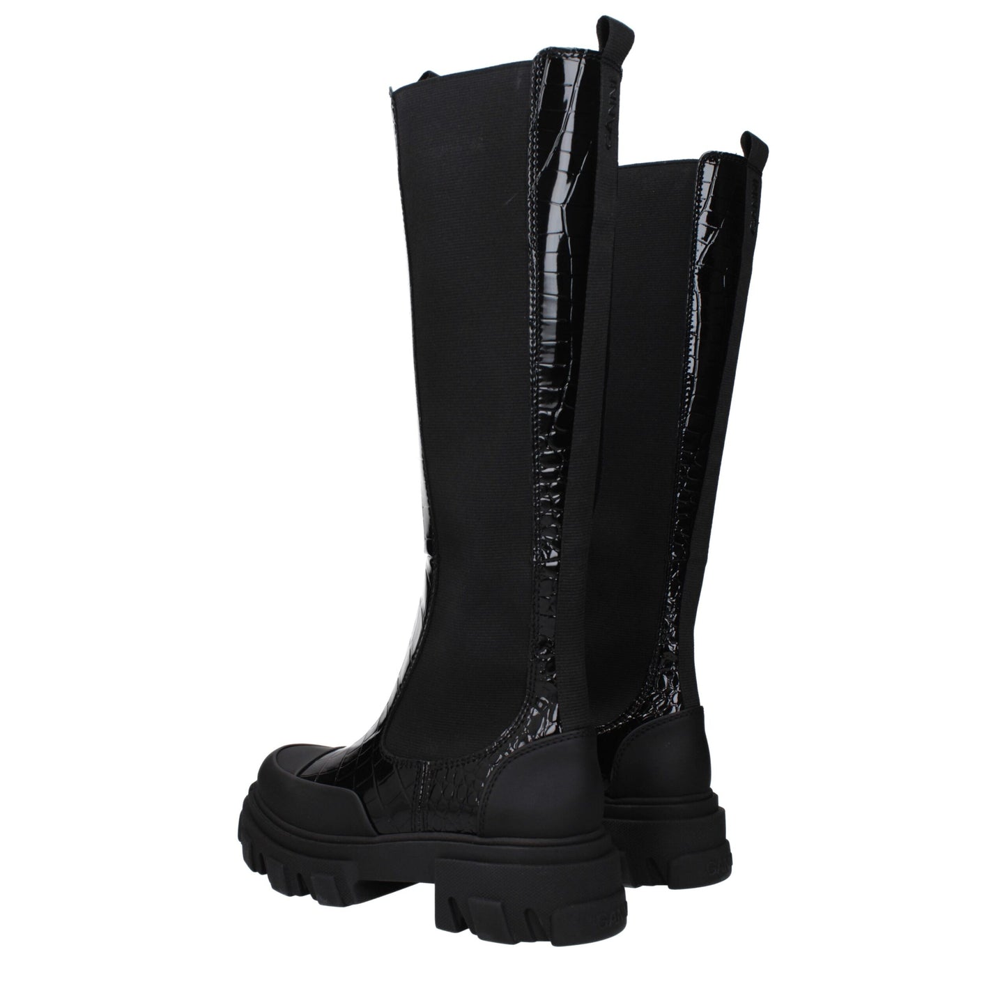 Ganni Black Leather Boot - Stylish Mid Heeled Footwear