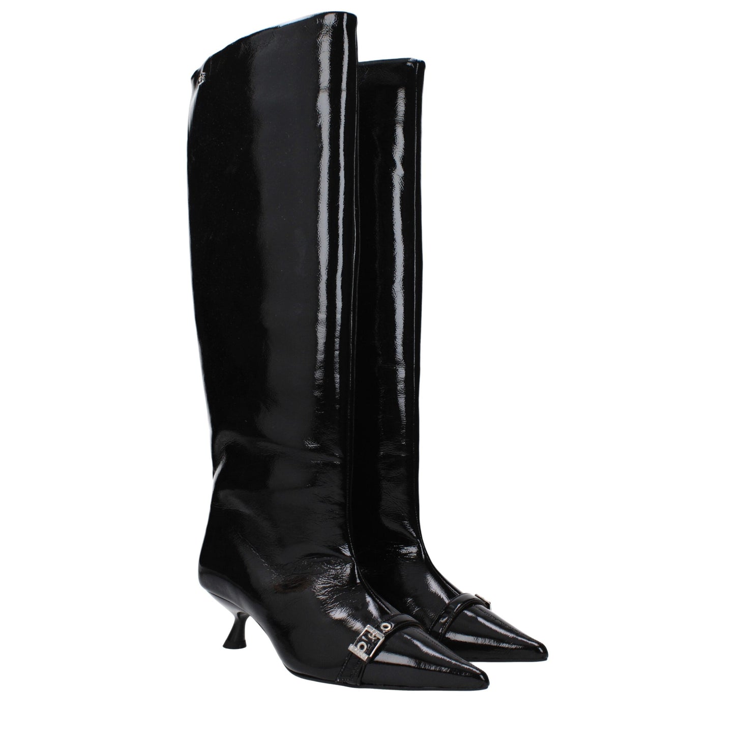 Ganni Black Patent Leather Boot