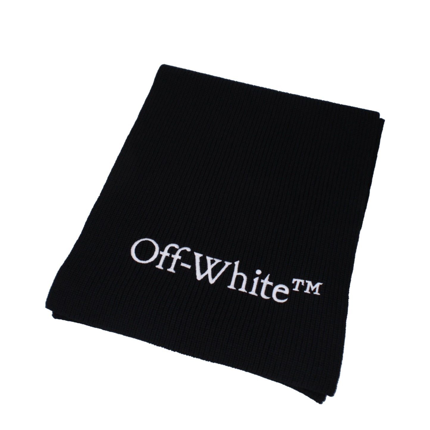 Off-White Black Wool Scarf with Logo