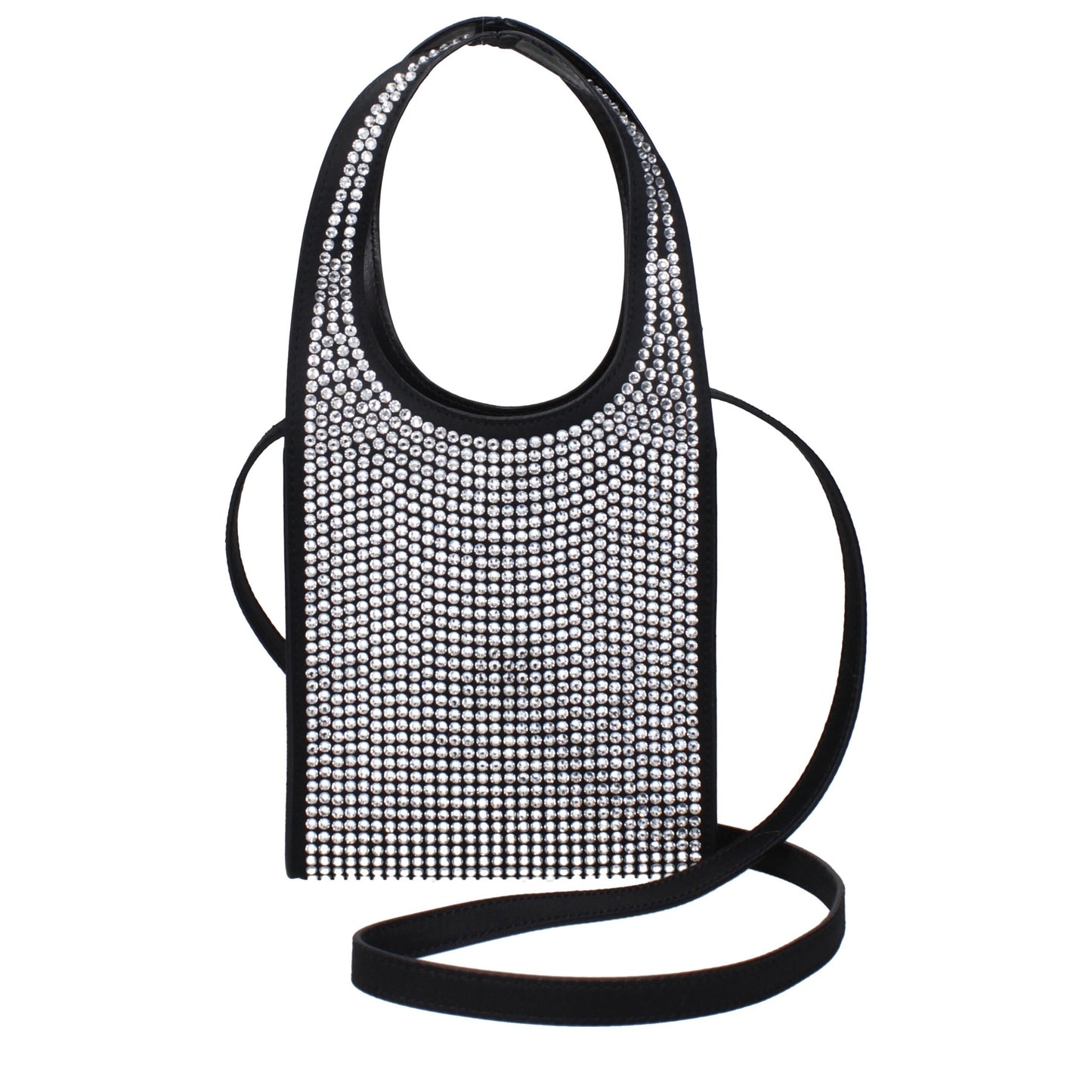 Coperni Black Fabric Handbag with Rhinestones