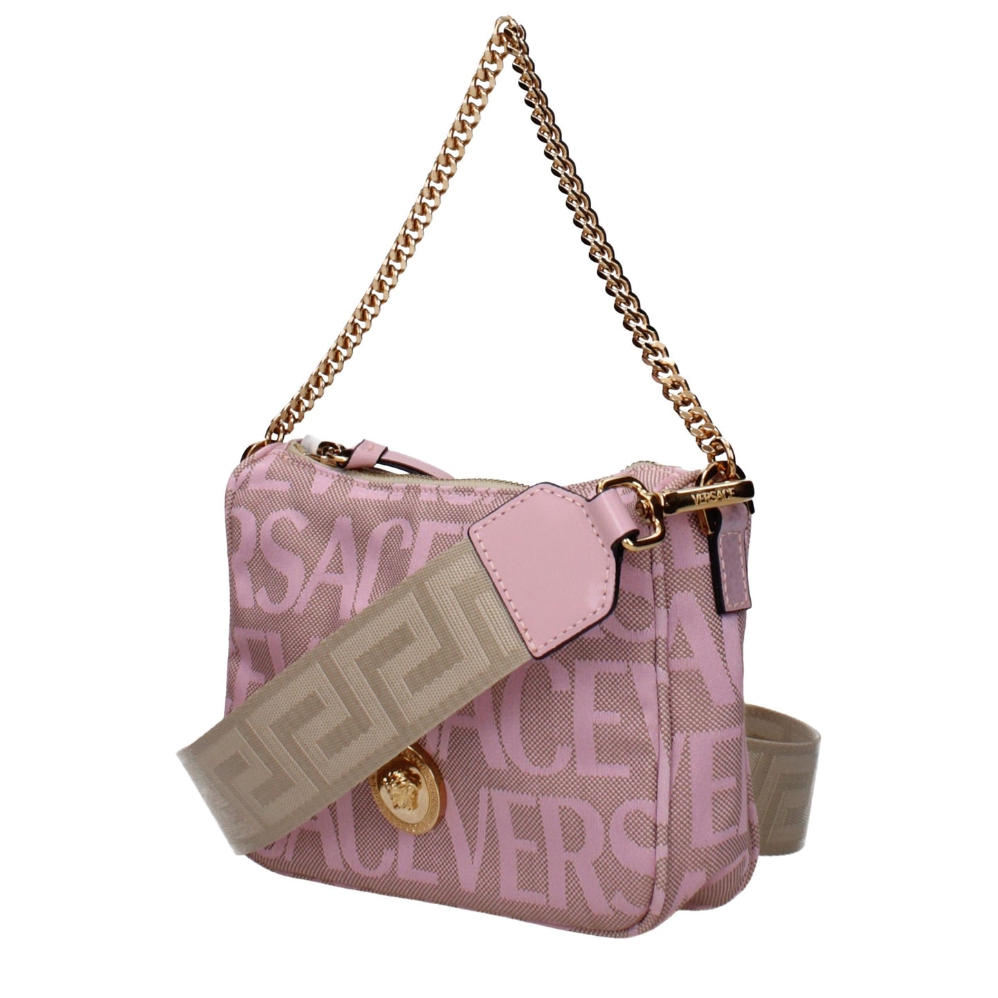 Versace Pink Fabric Handbag - Statement Elegance in Luxury