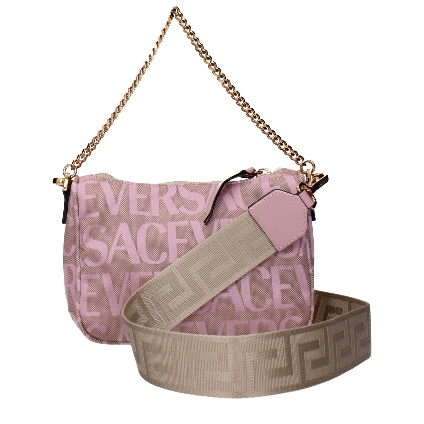 Versace Pink Fabric Handbag - Statement Elegance in Luxury