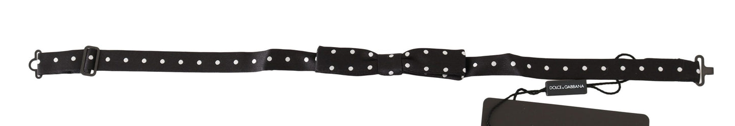 - Elegant Black Polka Dot Silk Bow Tie