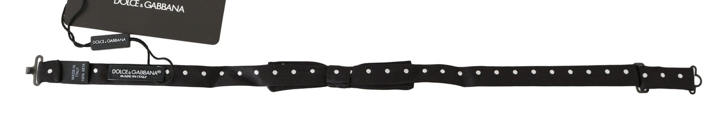 - Elegant Black Polka Dot Silk Bow Tie