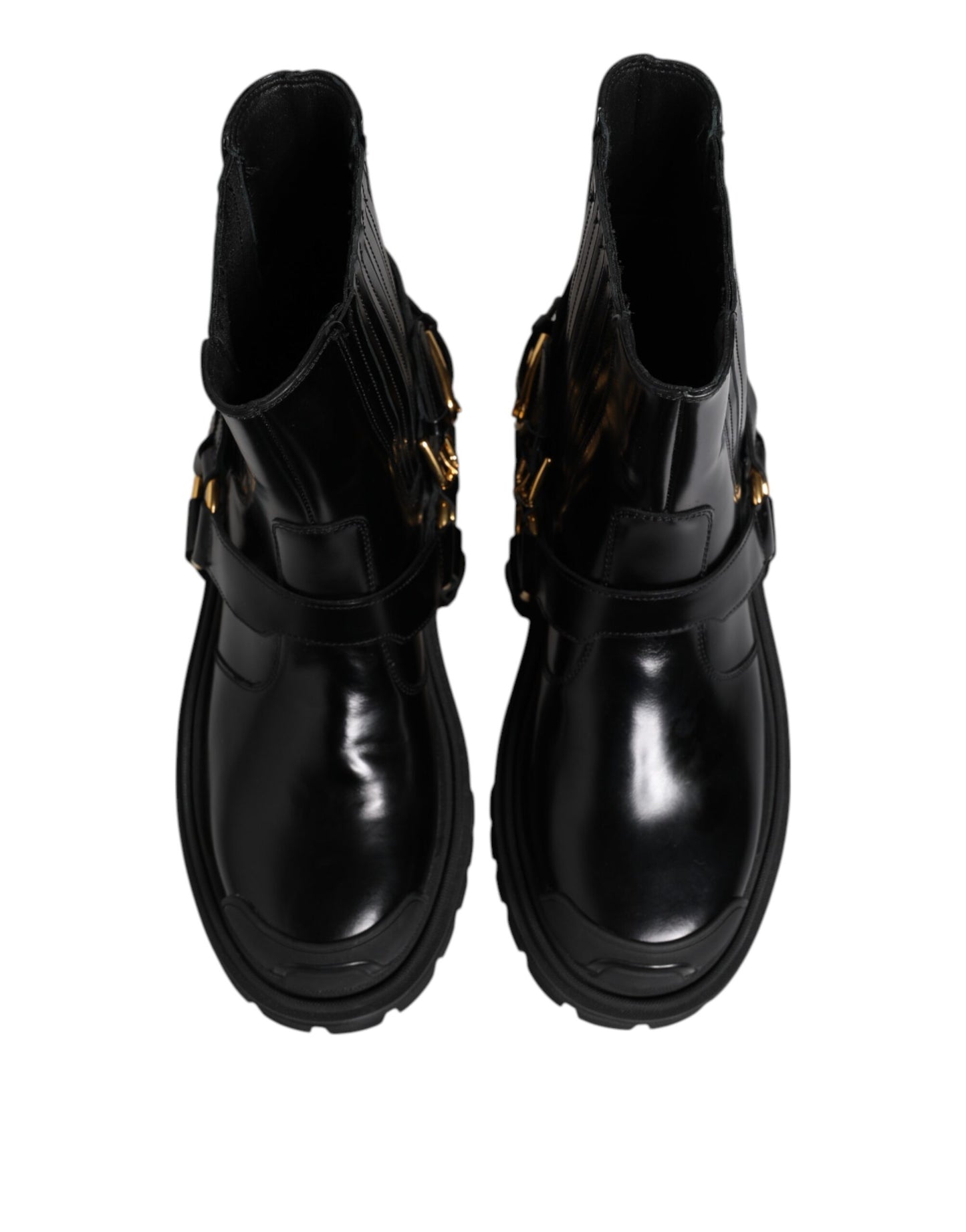 Dolce & Gabbana Black Leather Chelsea Men Short Boots
