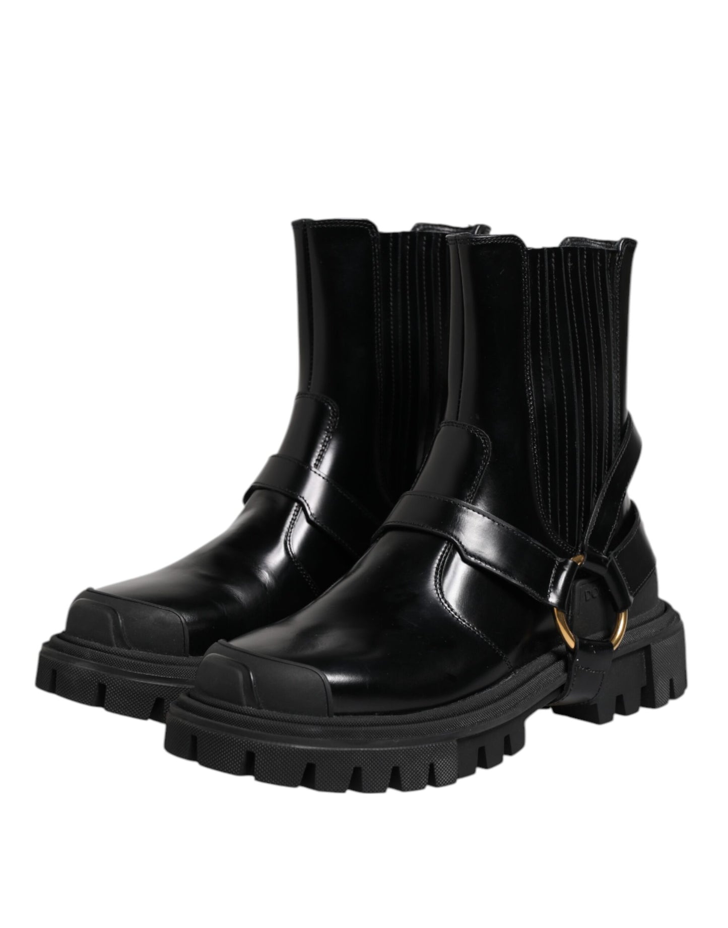 Dolce & Gabbana Black Leather Chelsea Men Short Boots