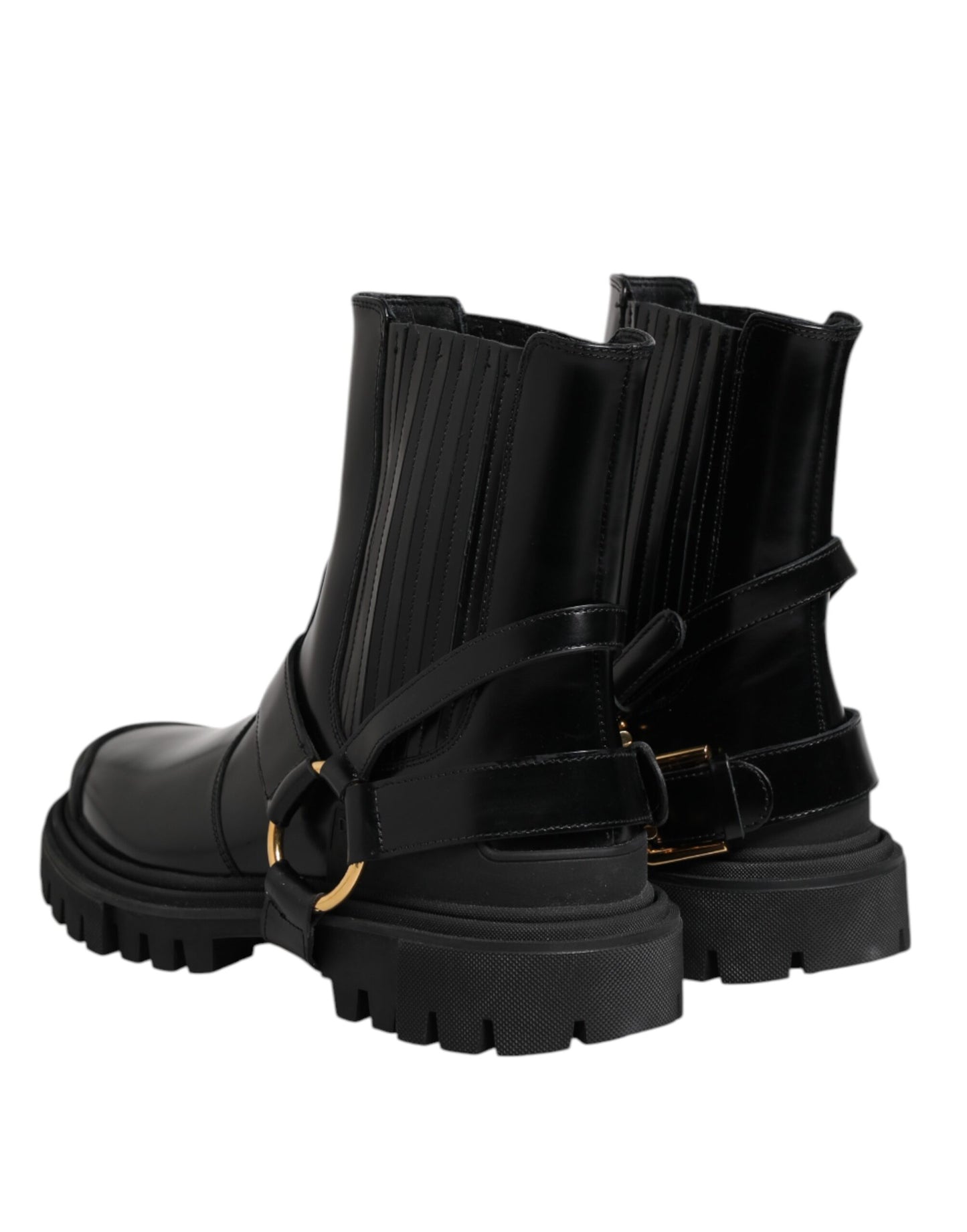 Dolce & Gabbana Black Leather Chelsea Men Short Boots