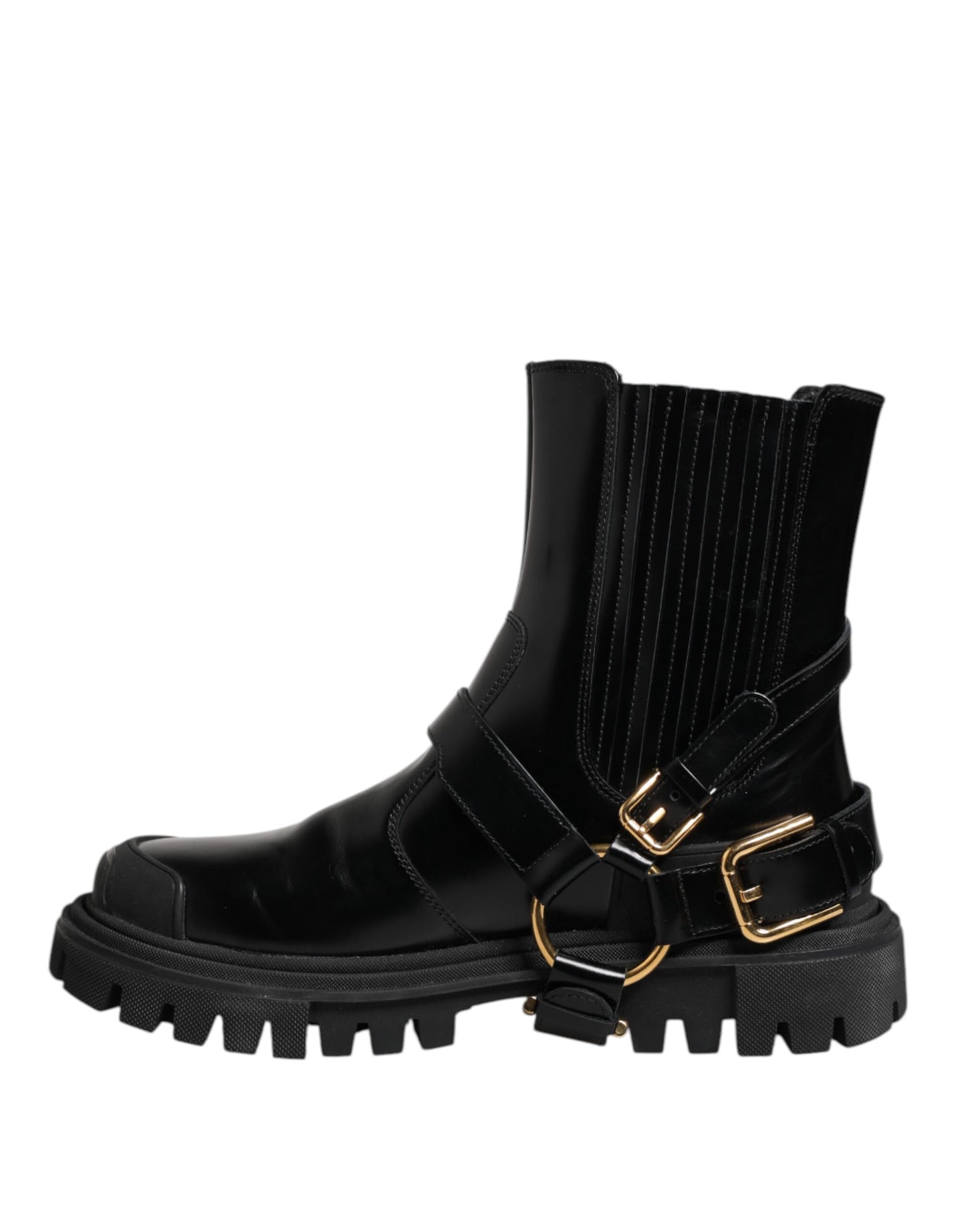 Dolce & Gabbana Black Leather Chelsea Men Short Boots