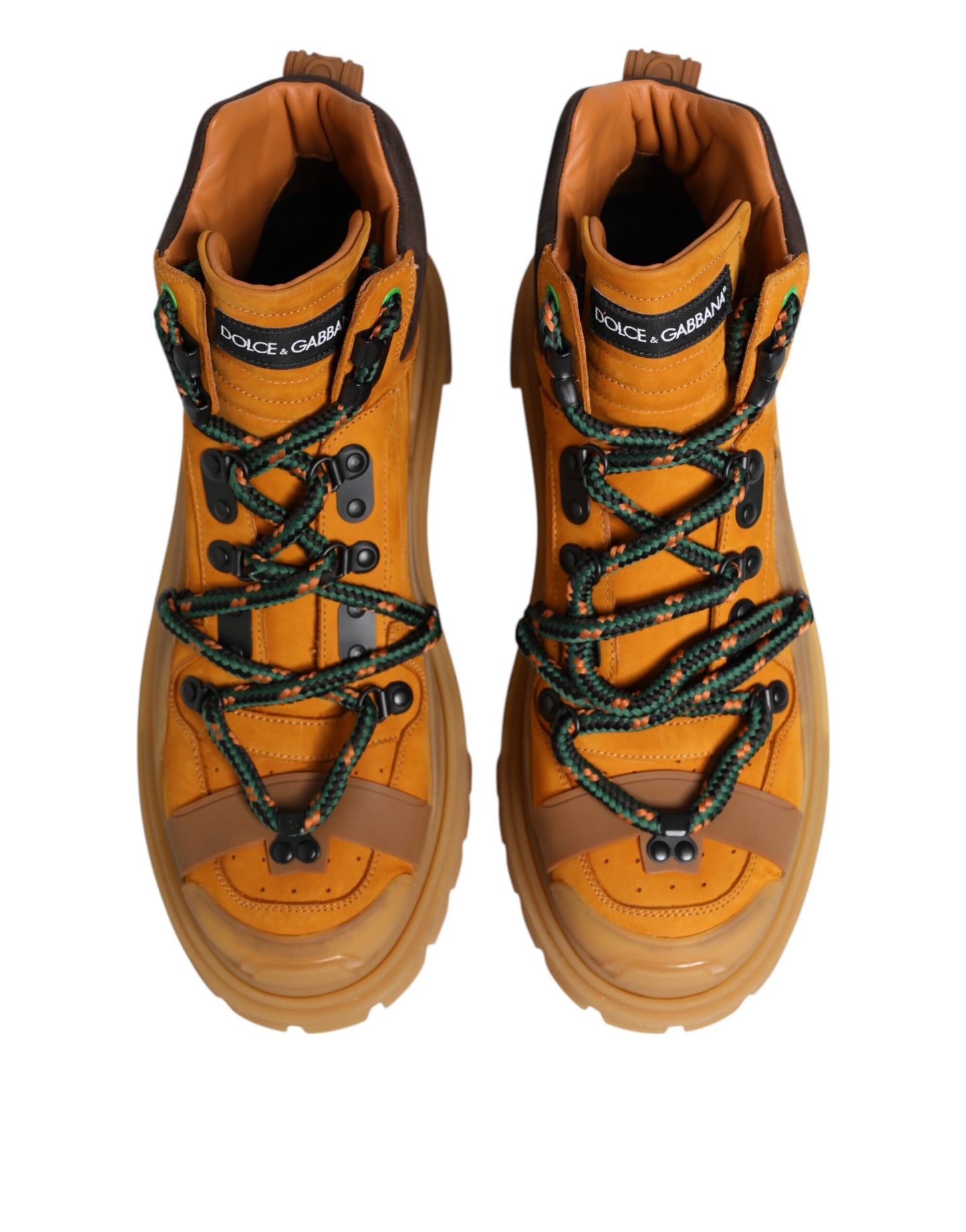 Dolce & Gabbana Orange Lace Up Trekking Ankle Boots