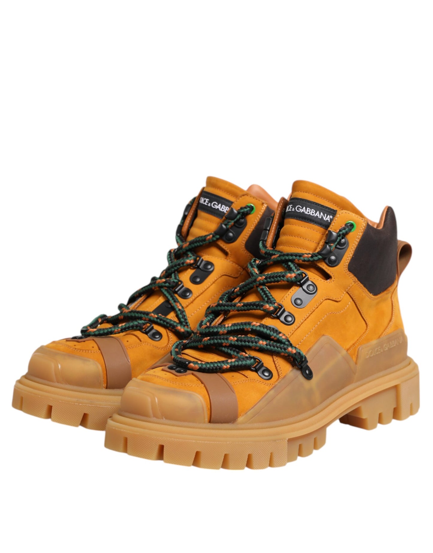 Dolce & Gabbana Orange Lace Up Trekking Ankle Boots