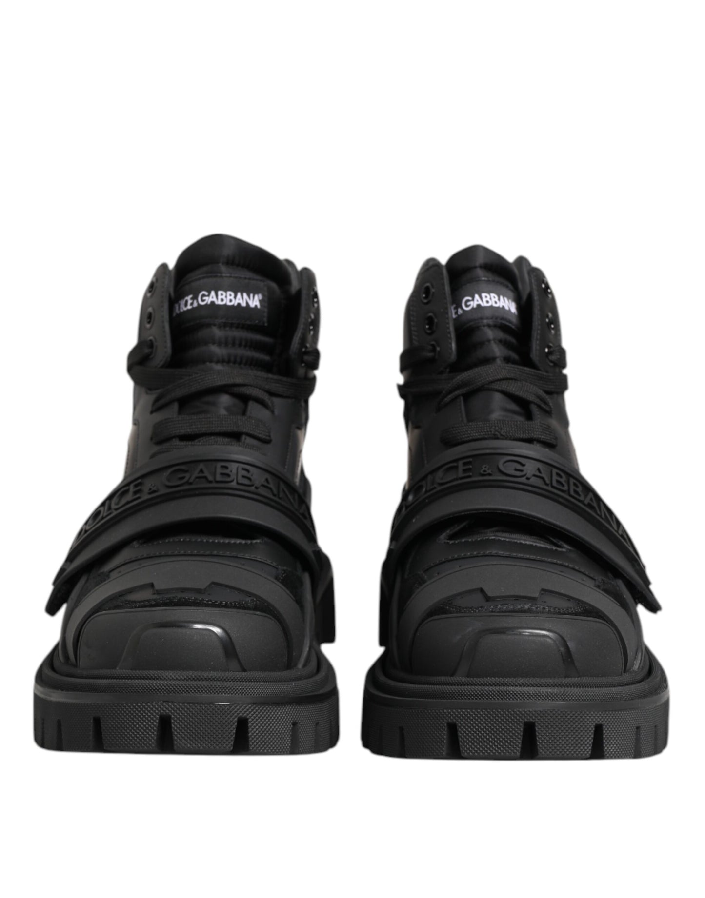 Dolce & Gabbana Black Leather Trekking Sneakers