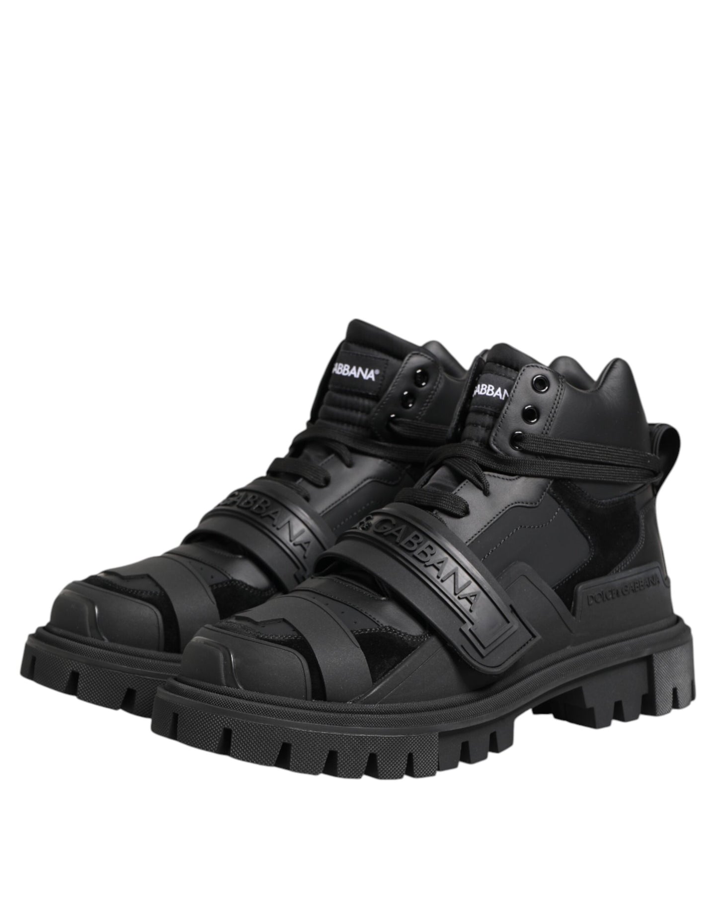 Dolce & Gabbana Black Leather Trekking Sneakers