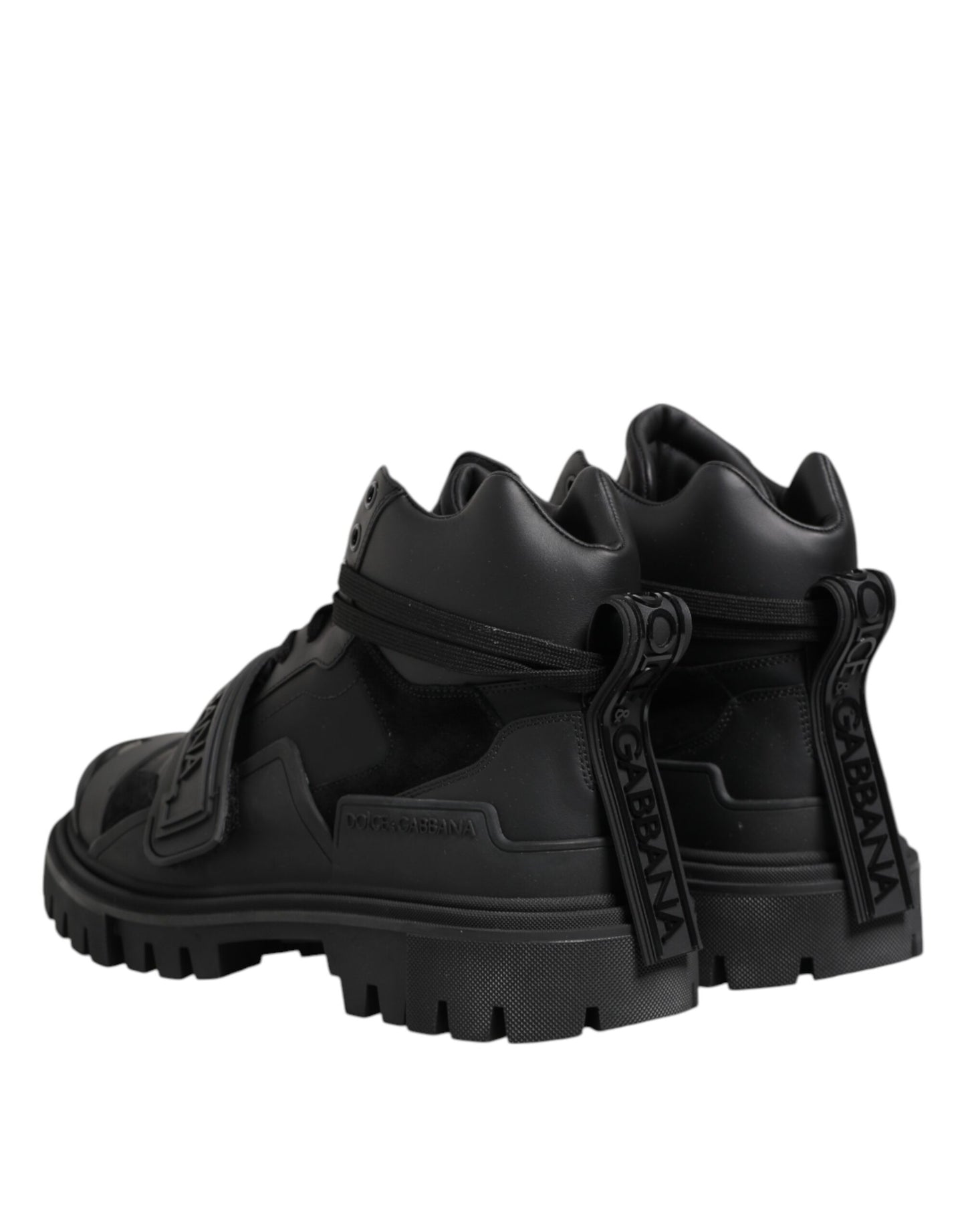 Dolce & Gabbana Black Leather Trekking Sneakers