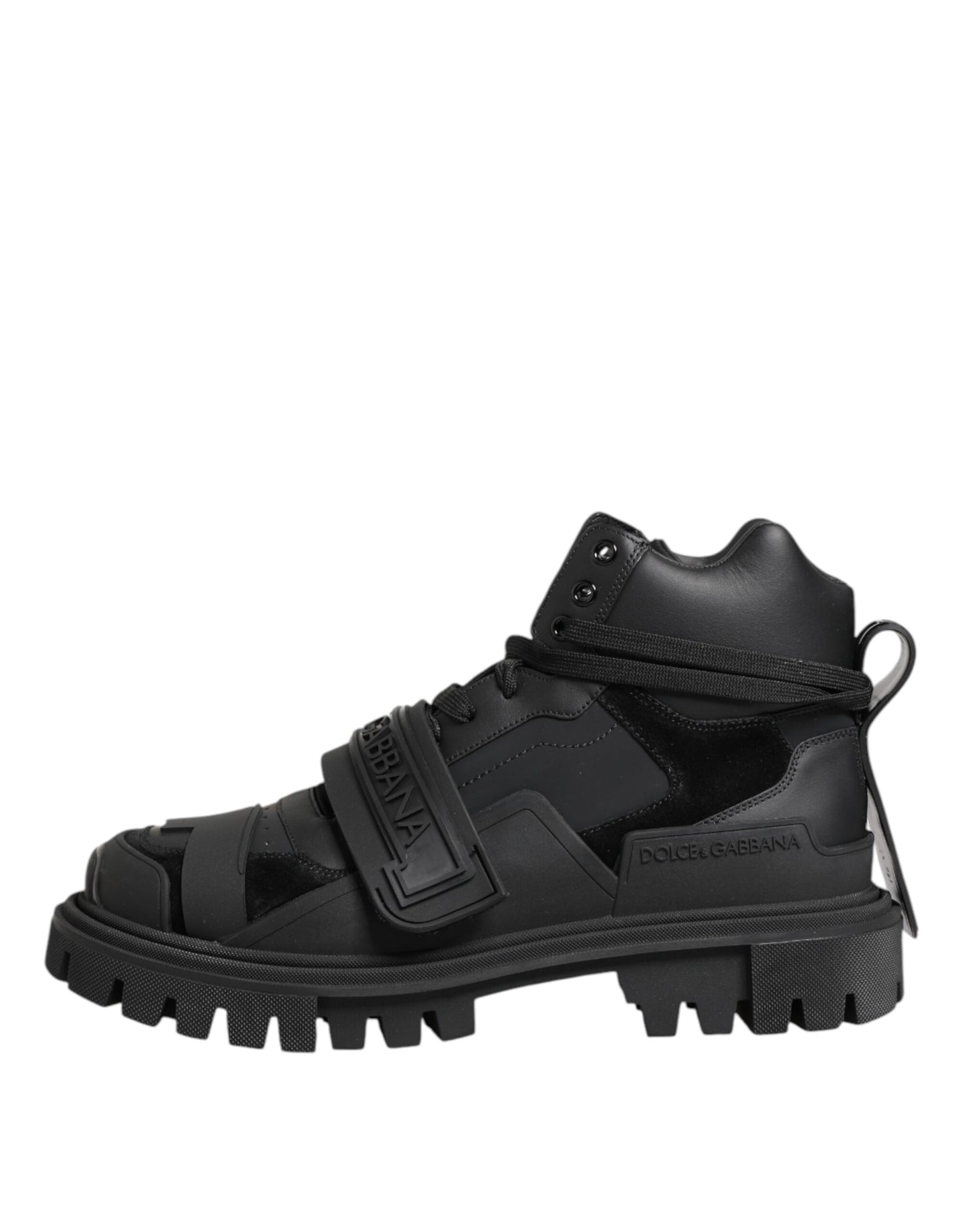 Dolce & Gabbana Black Leather Trekking Sneakers