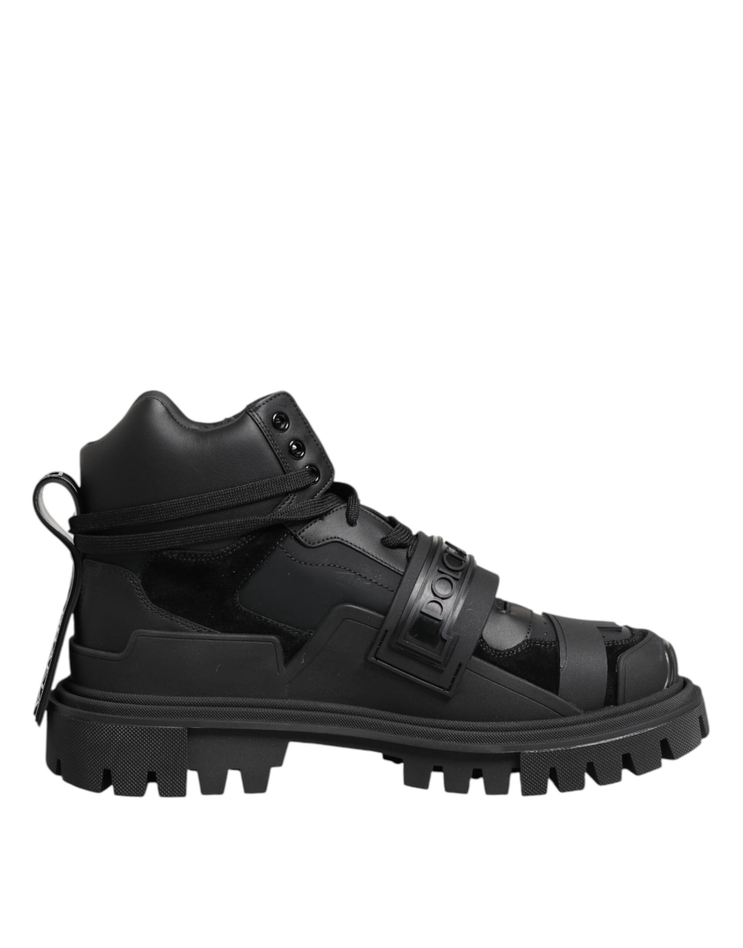 Dolce & Gabbana Black Leather Trekking Sneakers