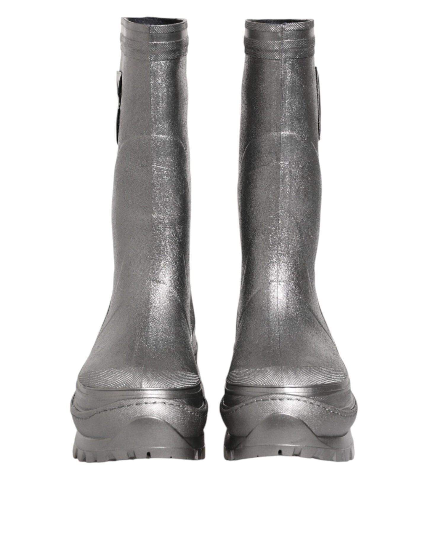 Dolce & Gabbana Metallic Silver Pull On Rain Boots