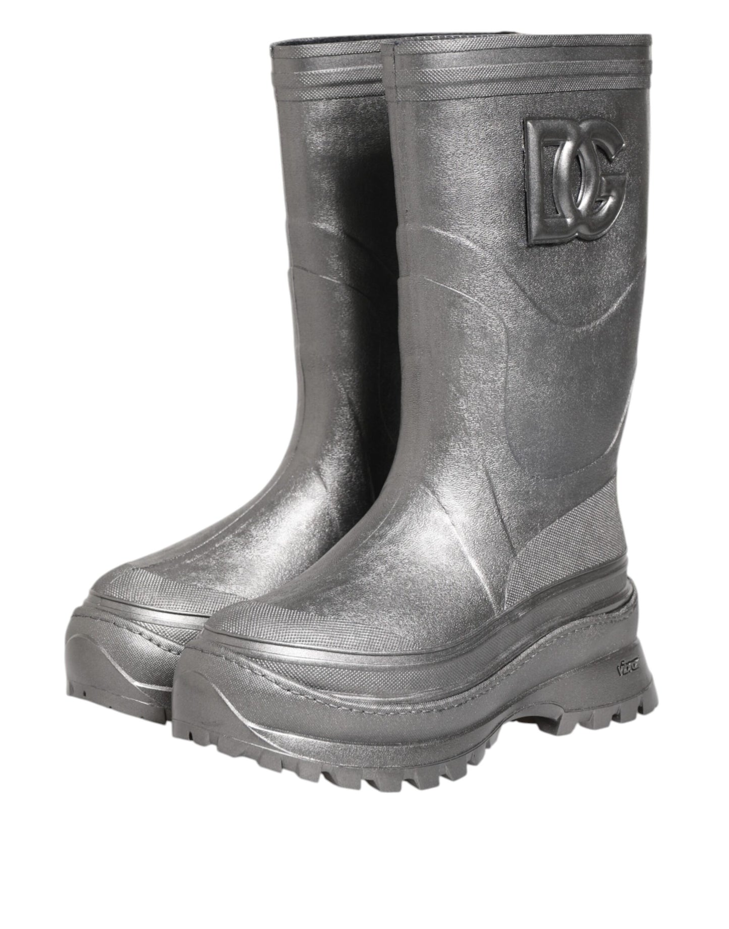 Dolce & Gabbana Metallic Silver Pull On Rain Boots