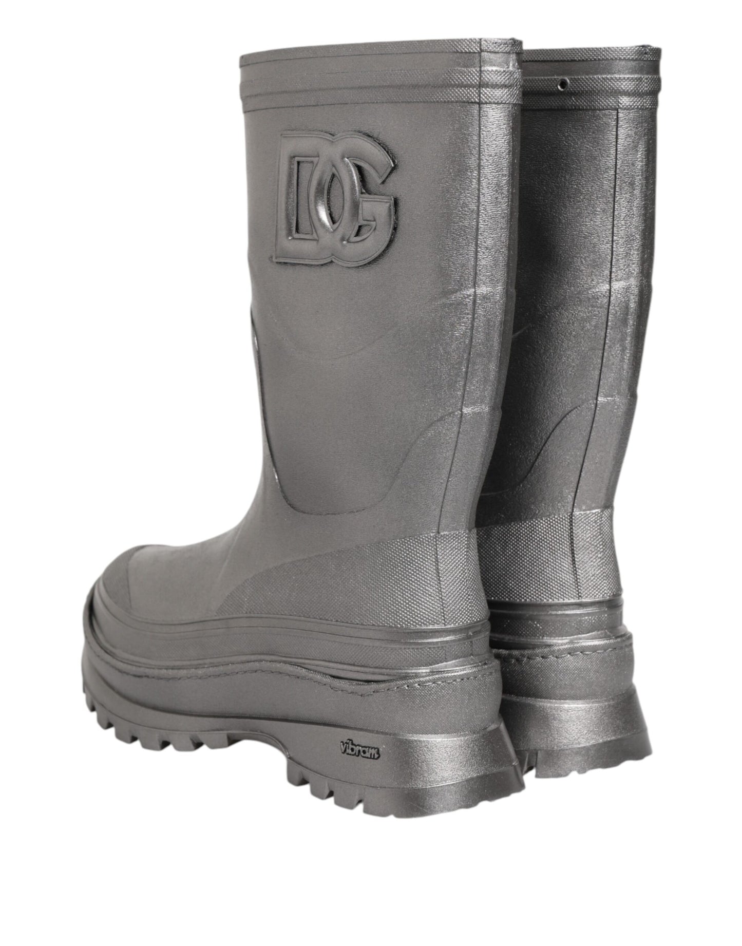 Dolce & Gabbana Metallic Silver Pull On Rain Boots
