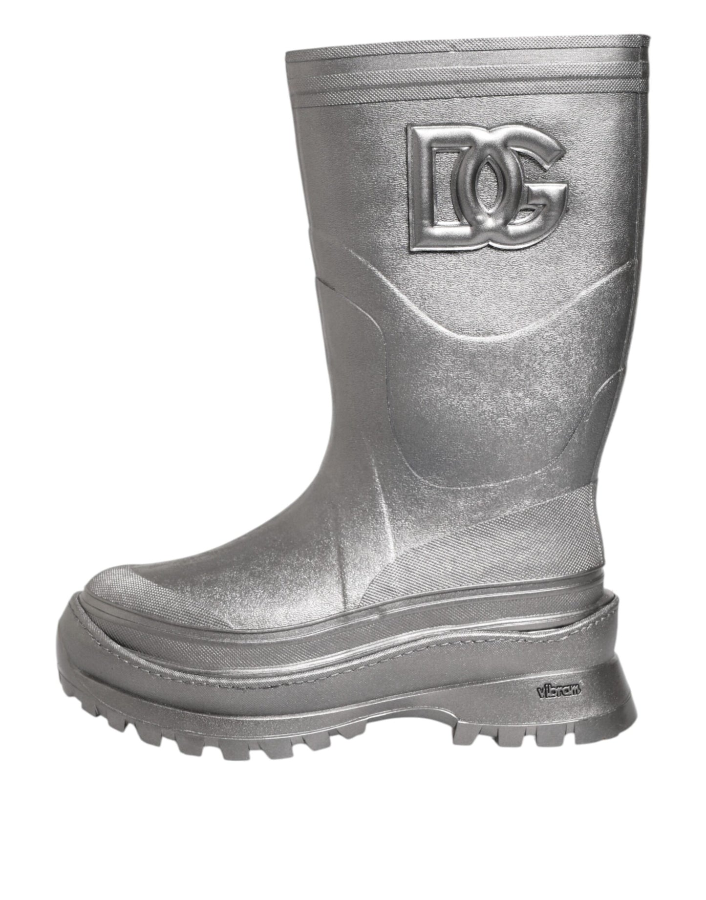 Dolce & Gabbana Metallic Silver Pull On Rain Boots
