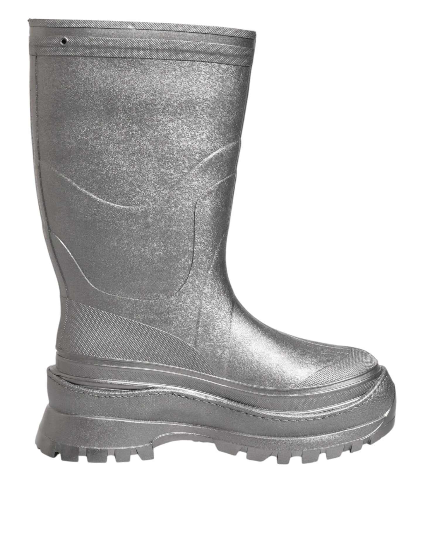 Dolce & Gabbana Metallic Silver Pull On Rain Boots