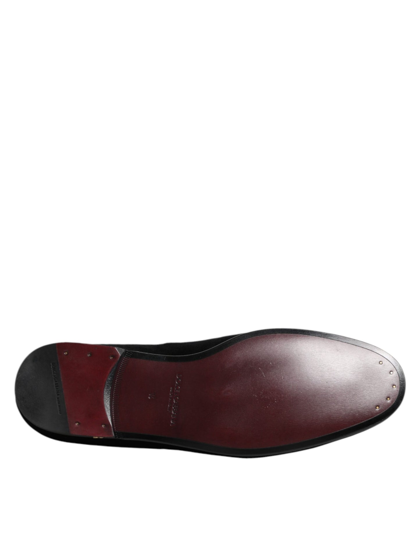 Dolce & Gabbana Black Velvet Gold Crown Mens Loafers