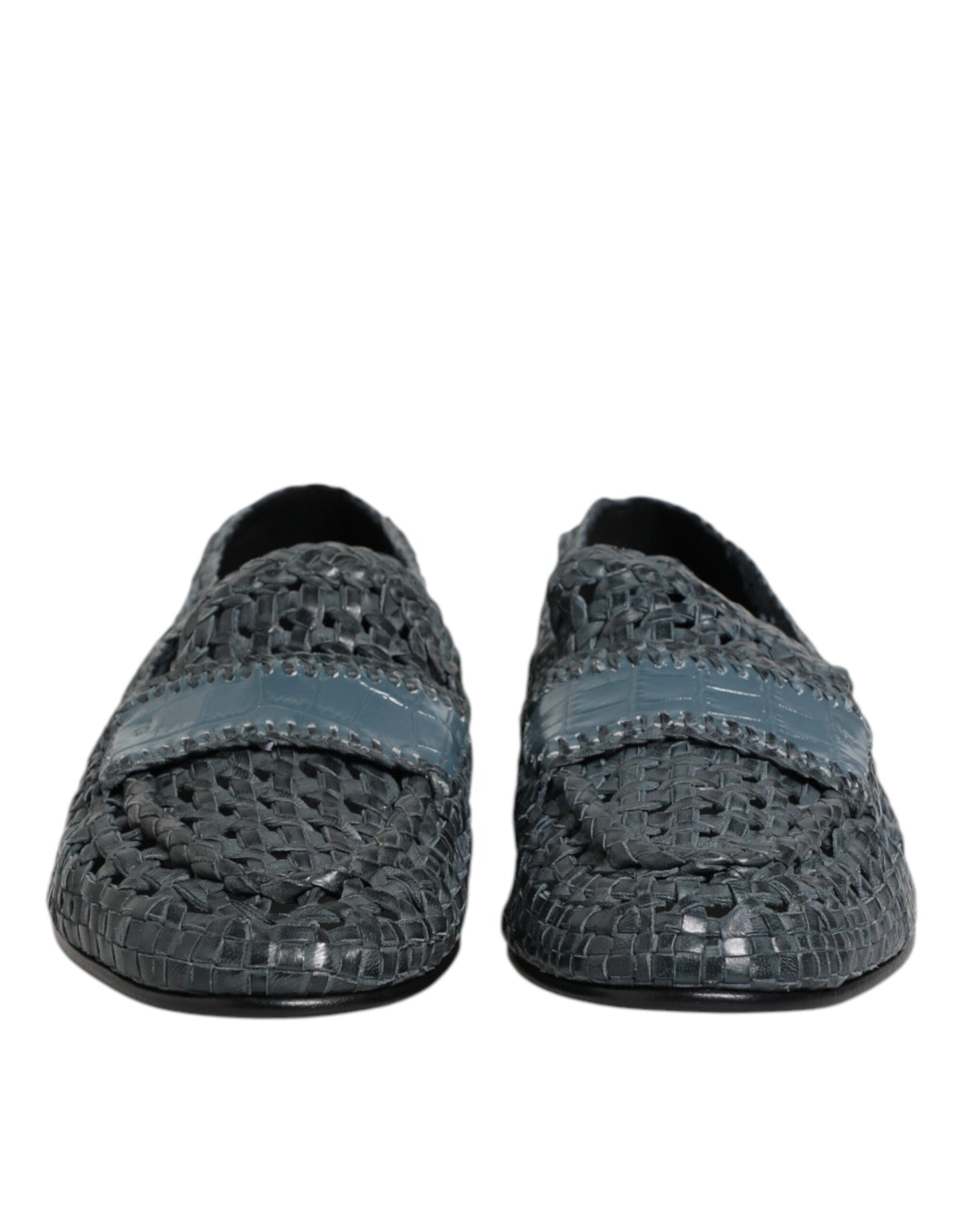 Dolce & Gabbana Blue Woven Raffia Slip-On Loafers