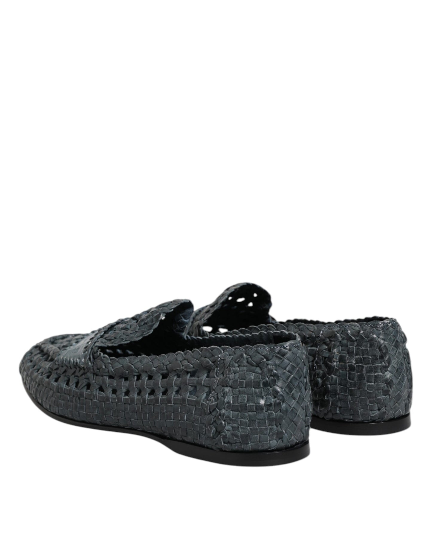 Dolce & Gabbana Blue Woven Raffia Slip-On Loafers