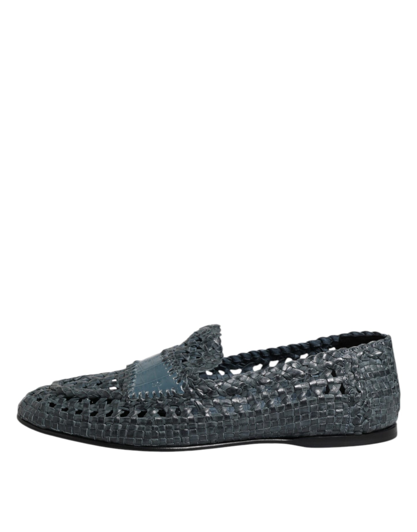 Dolce & Gabbana Blue Woven Raffia Slip-On Loafers