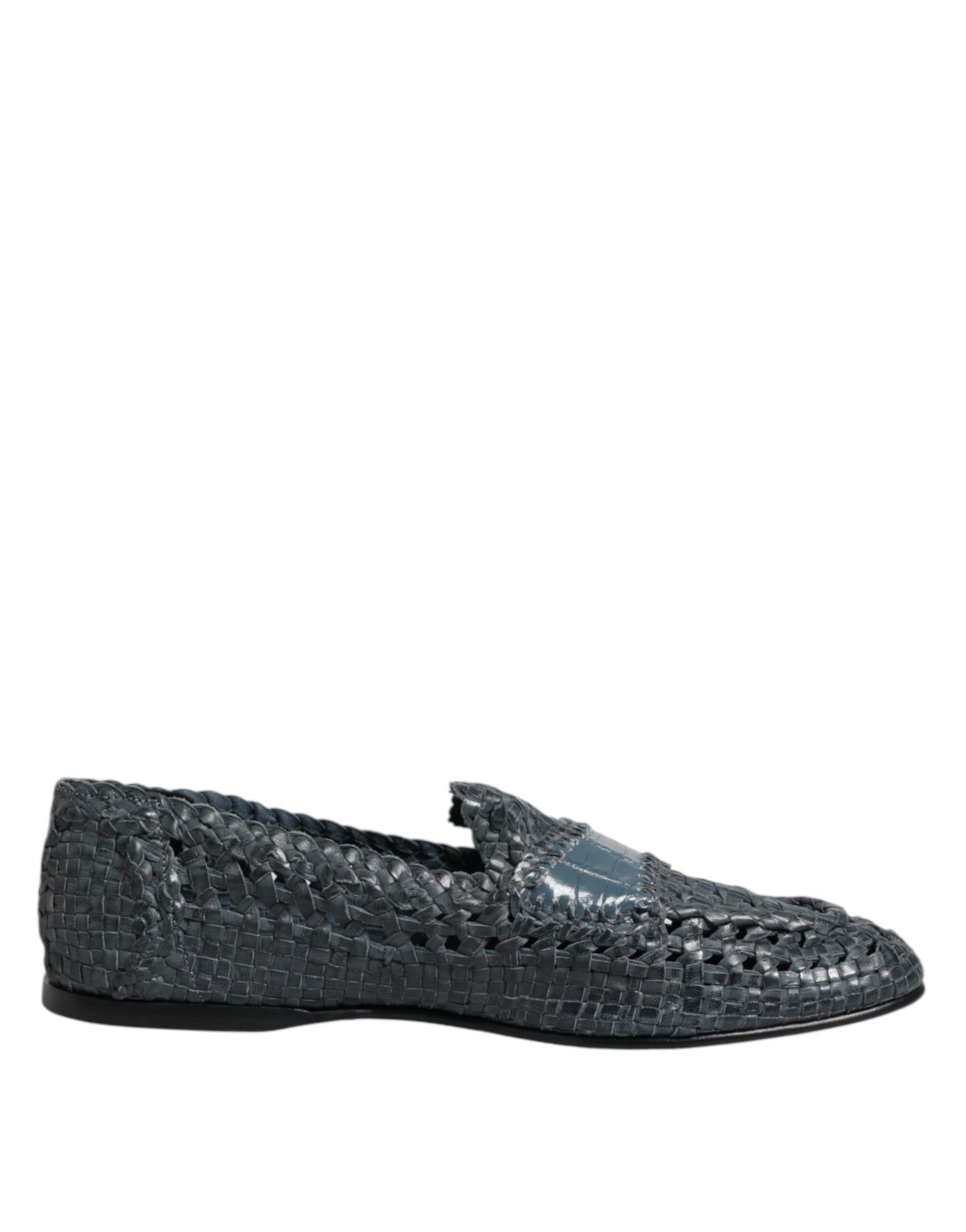 Dolce & Gabbana Blue Woven Raffia Slip-On Loafers