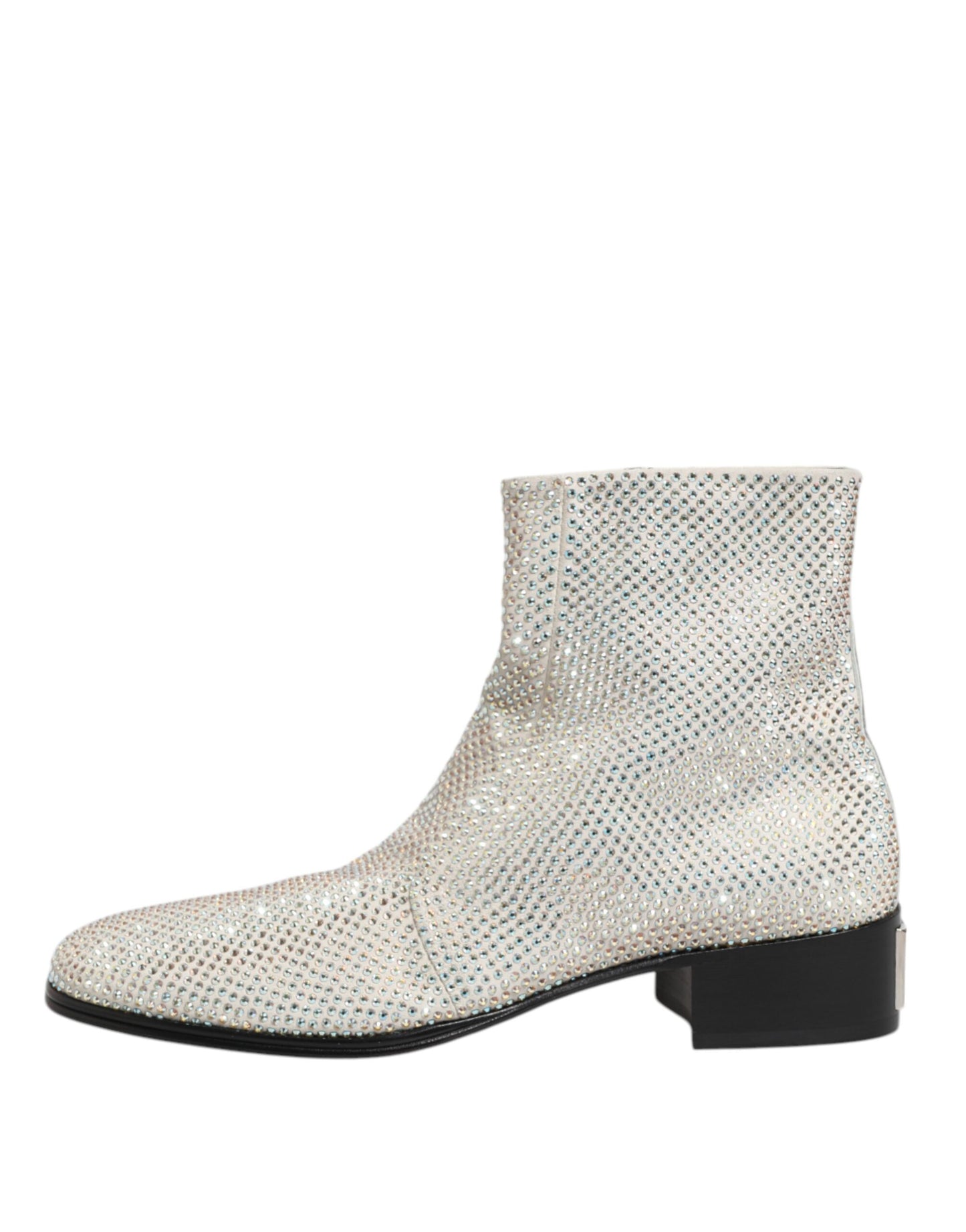 Dolce & Gabbana White Strass DG Logo Heels Ankle Boots