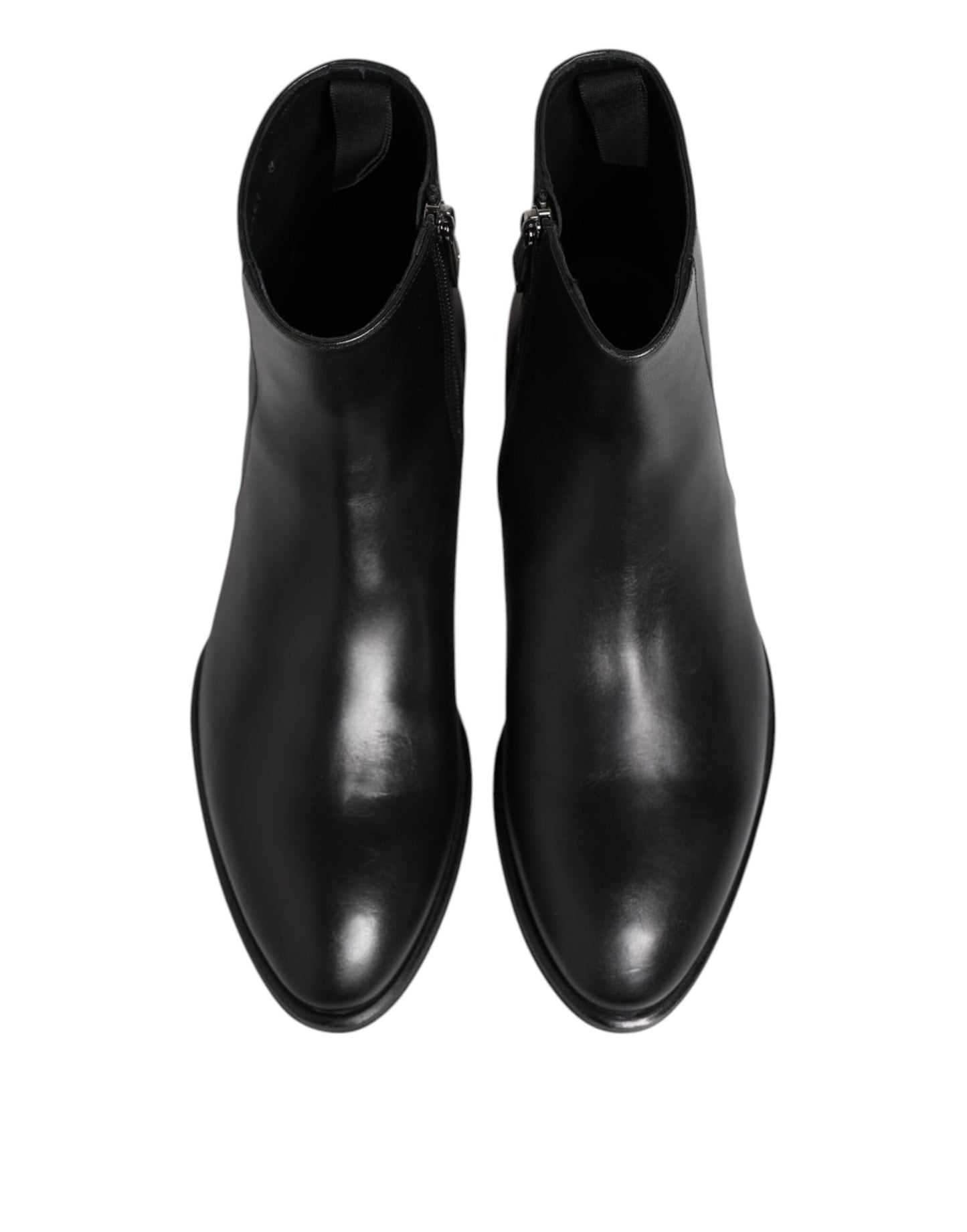 Dolce & Gabbana Black Leather Mid Calf Boots for Men