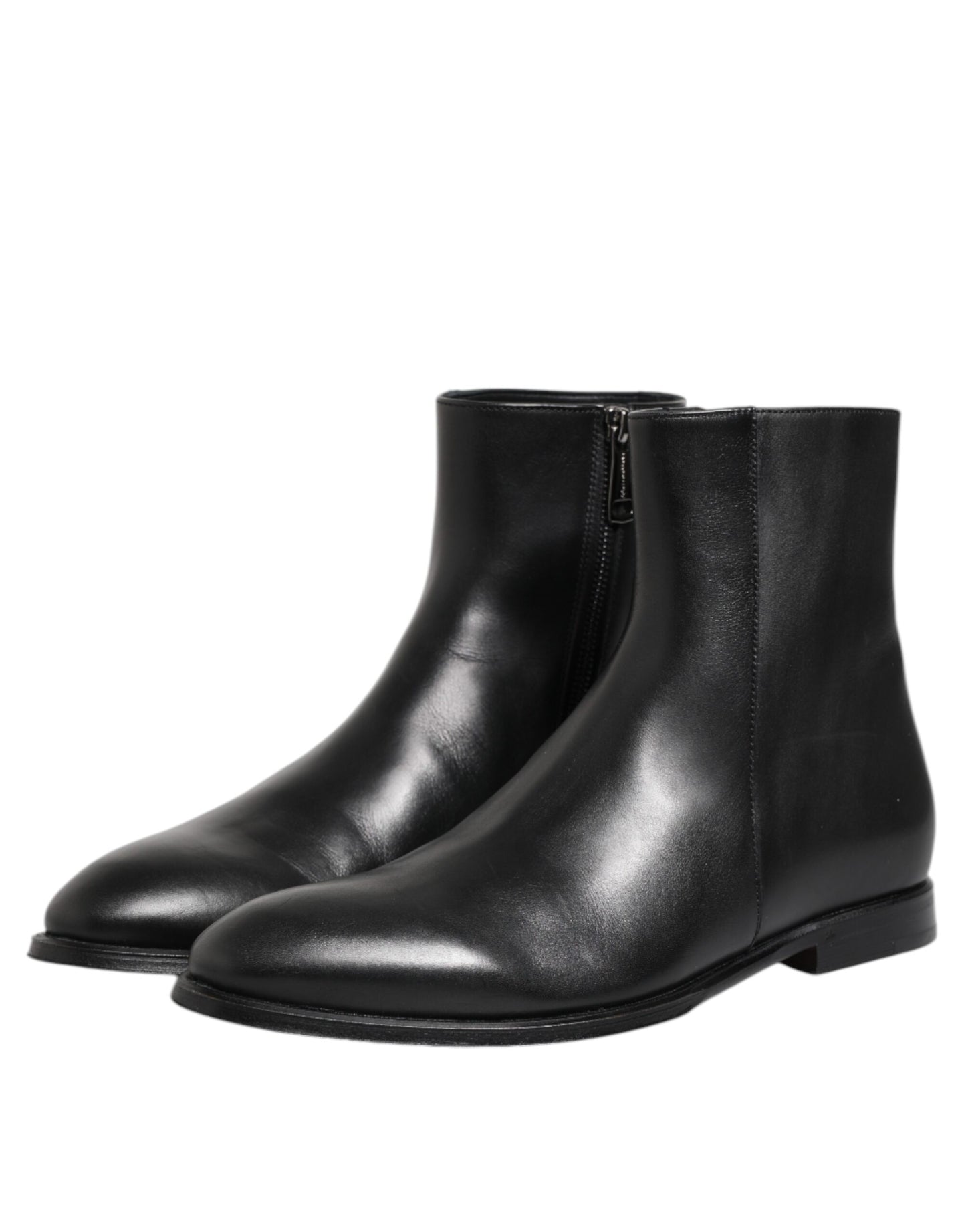 Dolce & Gabbana Black Leather Mid Calf Boots for Men