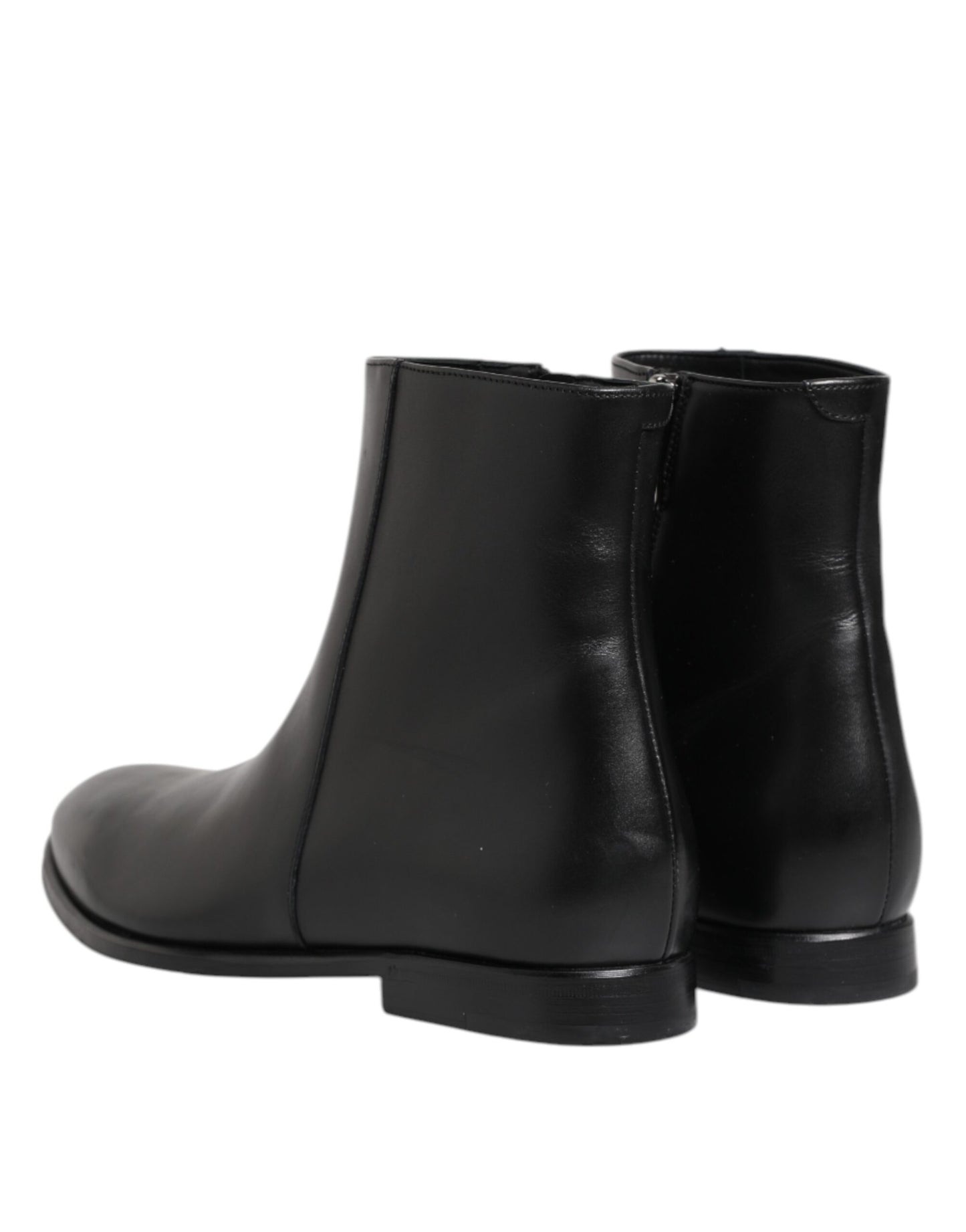 Dolce & Gabbana Black Leather Mid Calf Boots for Men