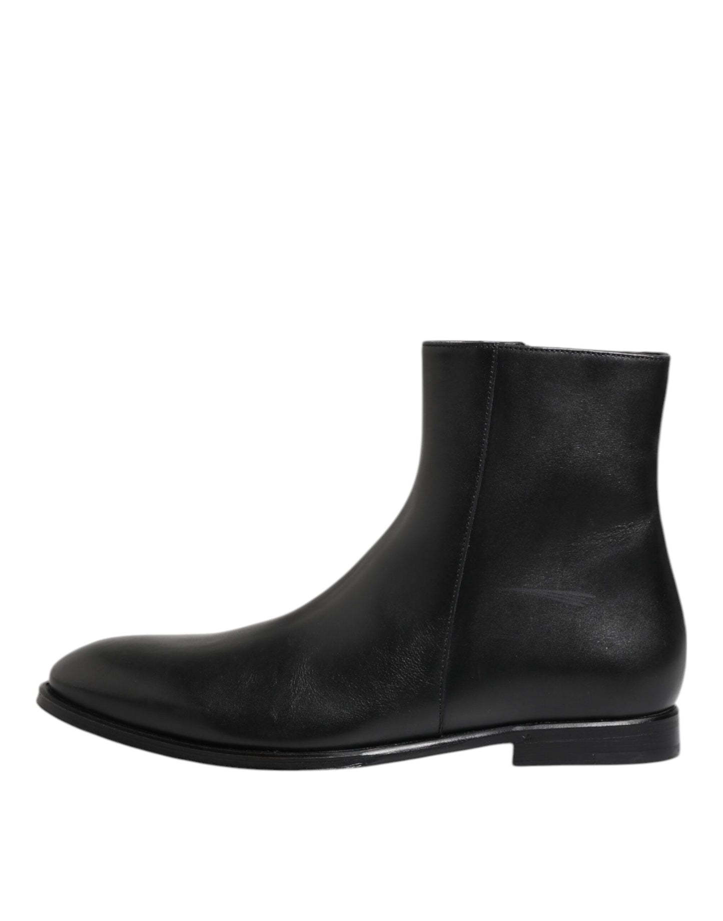 Dolce & Gabbana Black Leather Mid Calf Boots for Men