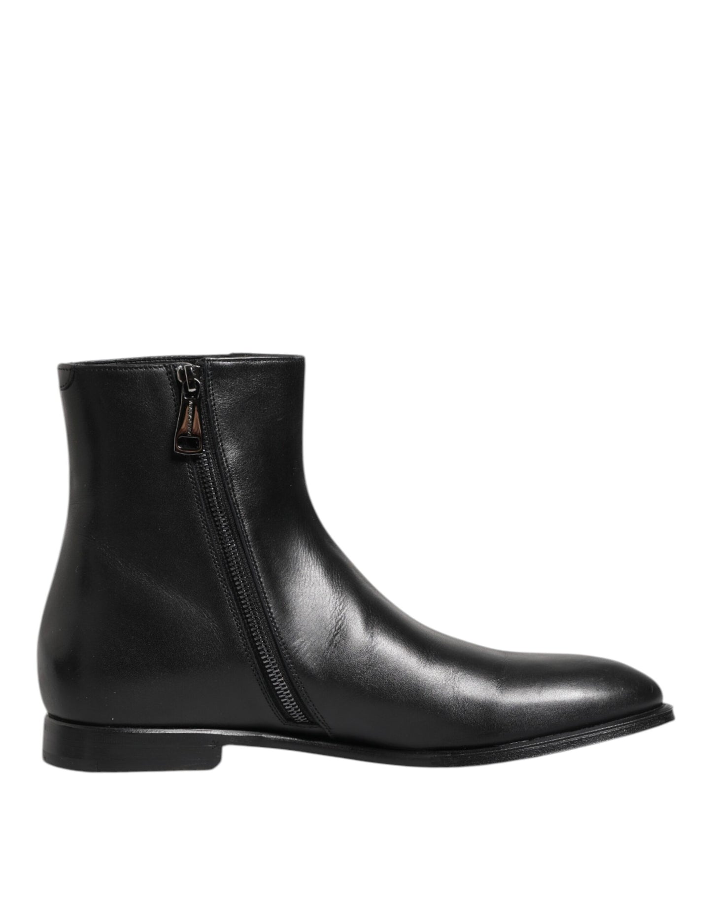 Dolce & Gabbana Black Leather Mid Calf Boots for Men