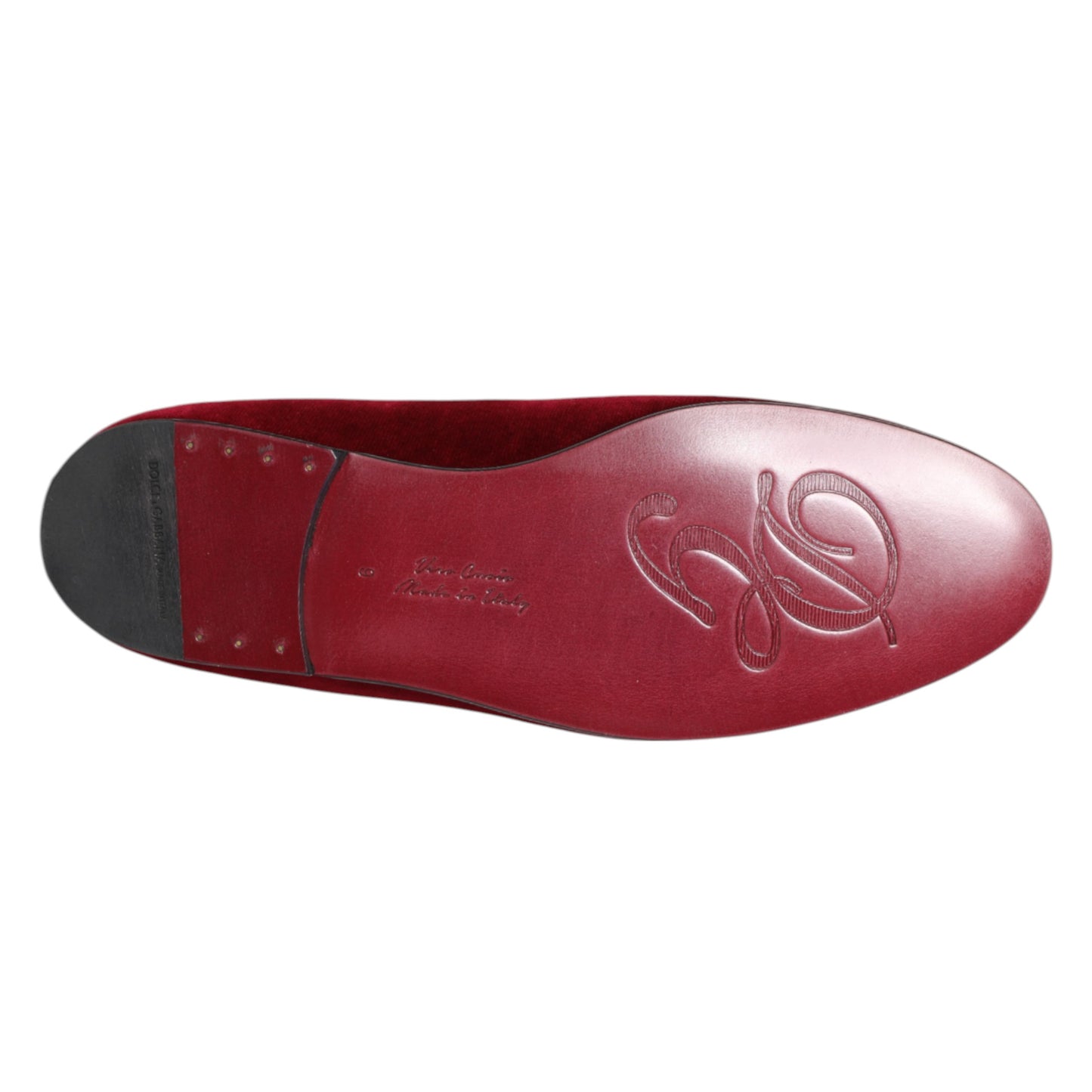 Dolce & Gabbana Red Velvet Gold Crown Mens Loafers
