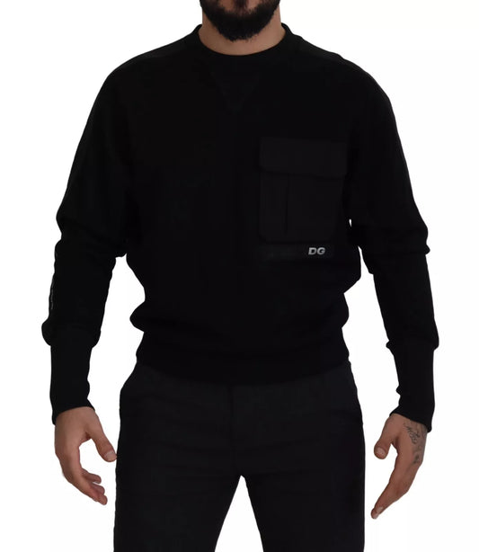 Dolce & Gabbana Black Cotton Crewneck Sweatshirt