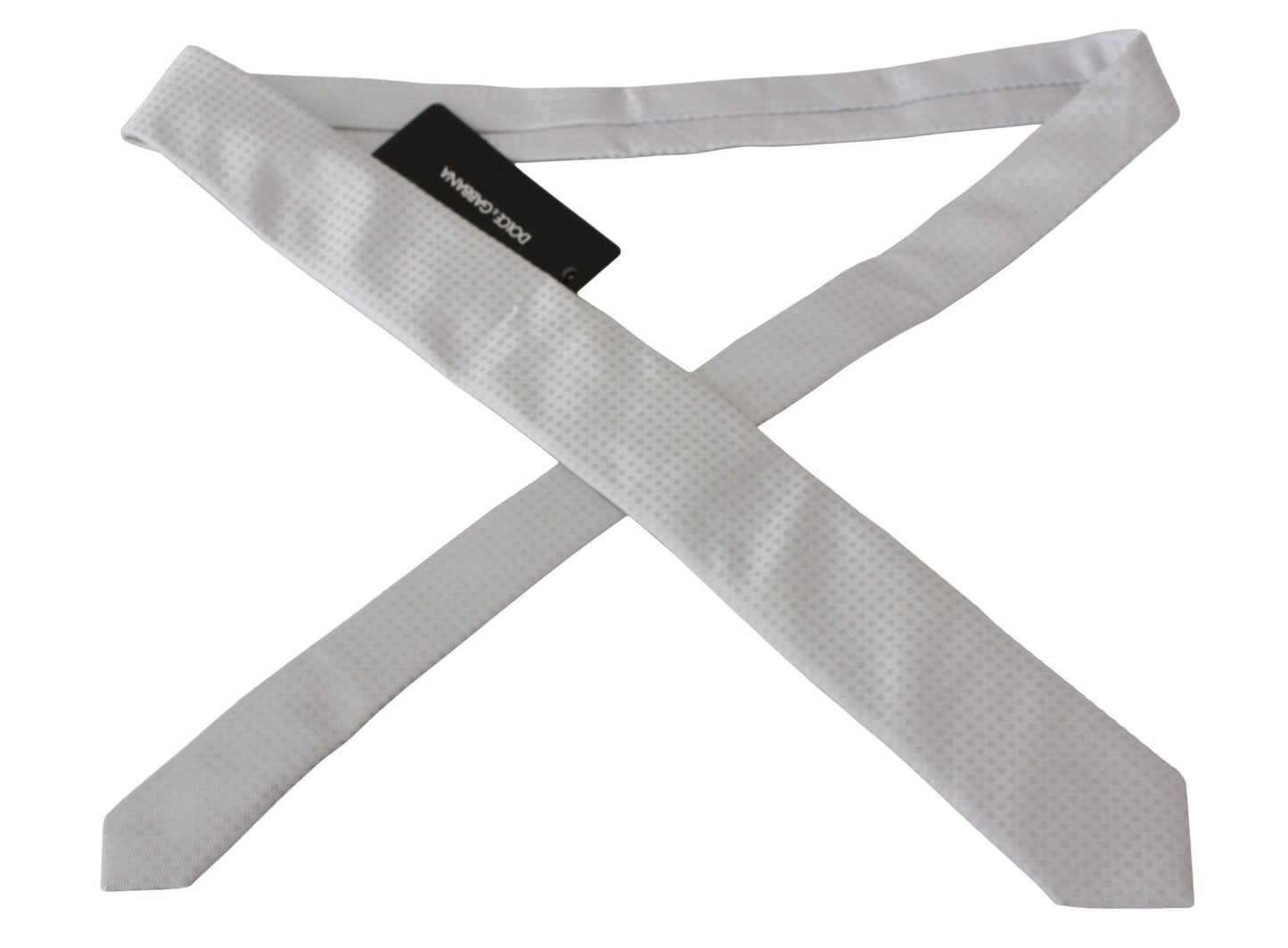 - Elegant White Patterned Silk Blend Neck Tie