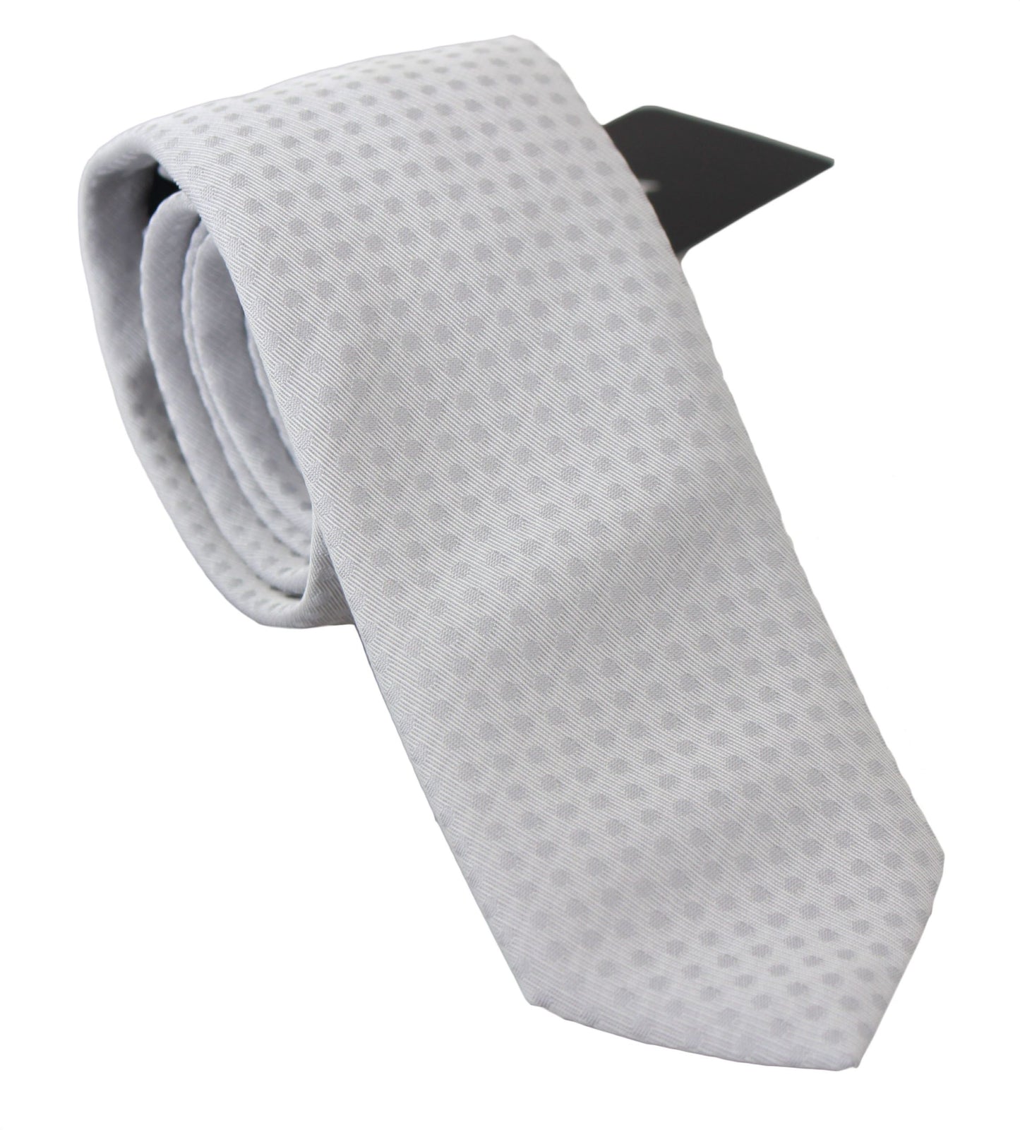 - Elegant White Patterned Silk Blend Neck Tie