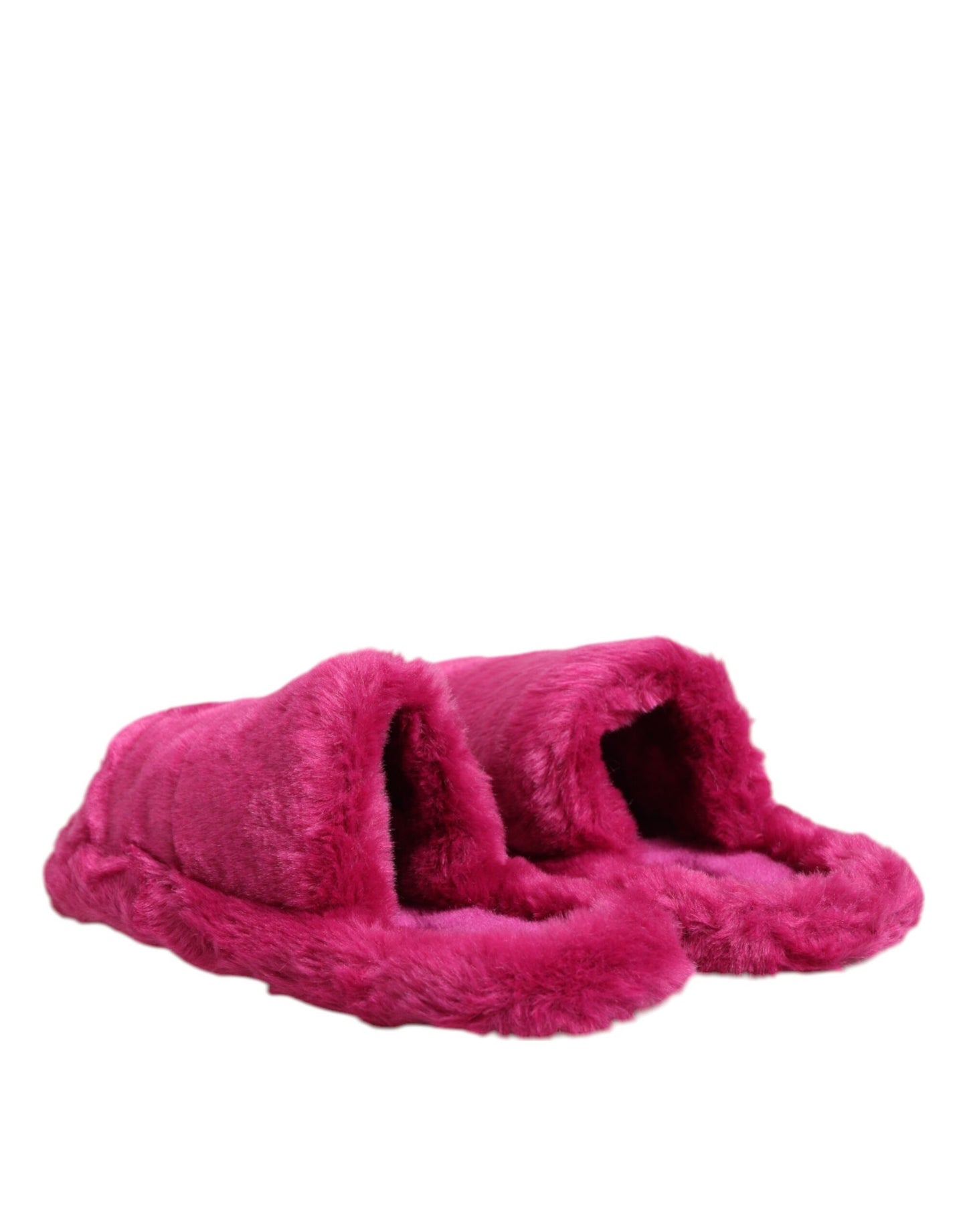 Dolce & Gabbana Pink Acrylic Faux Fur Men's Flats Sandals