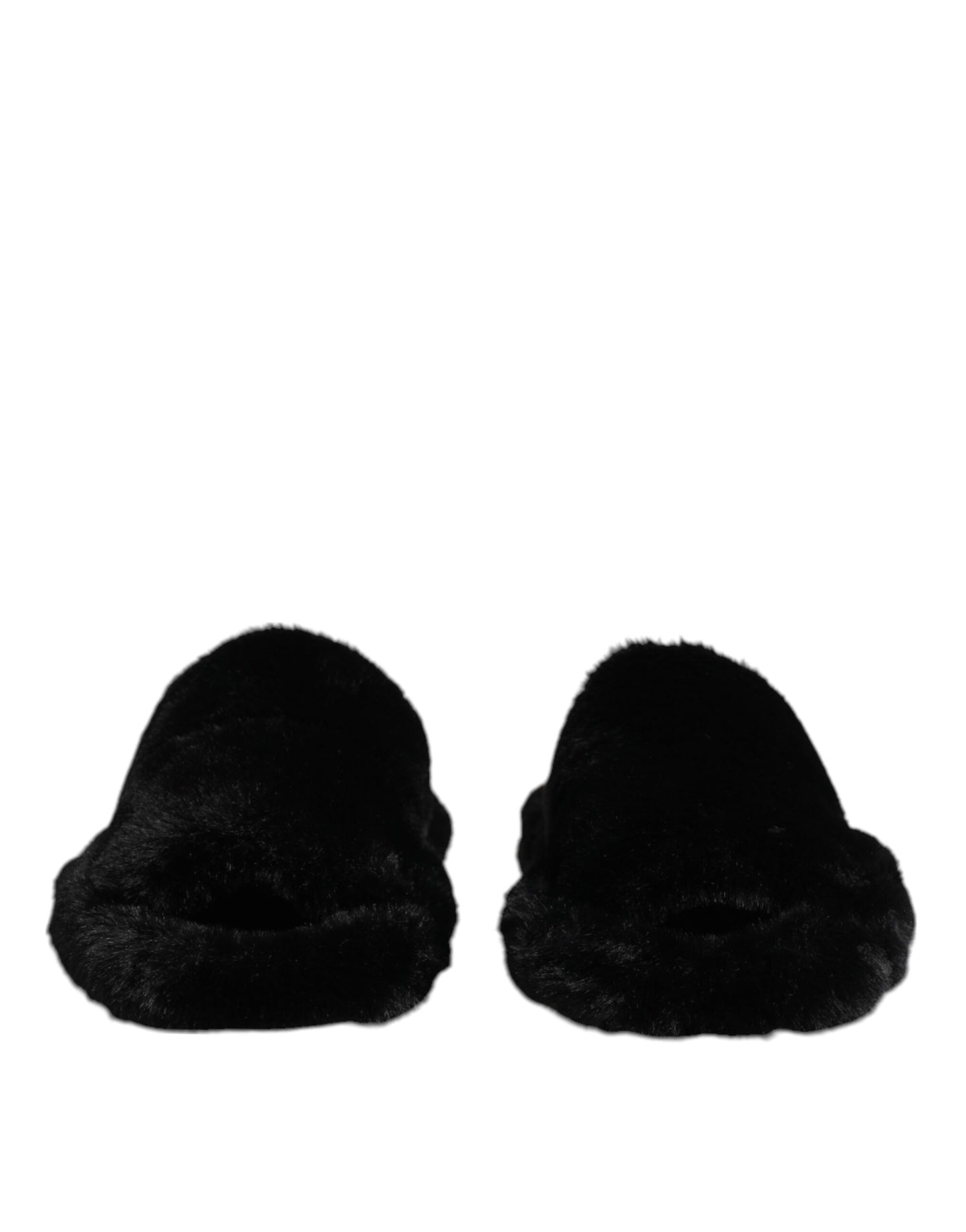 Dolce & Gabbana Black Faux Fur Men's Slippers