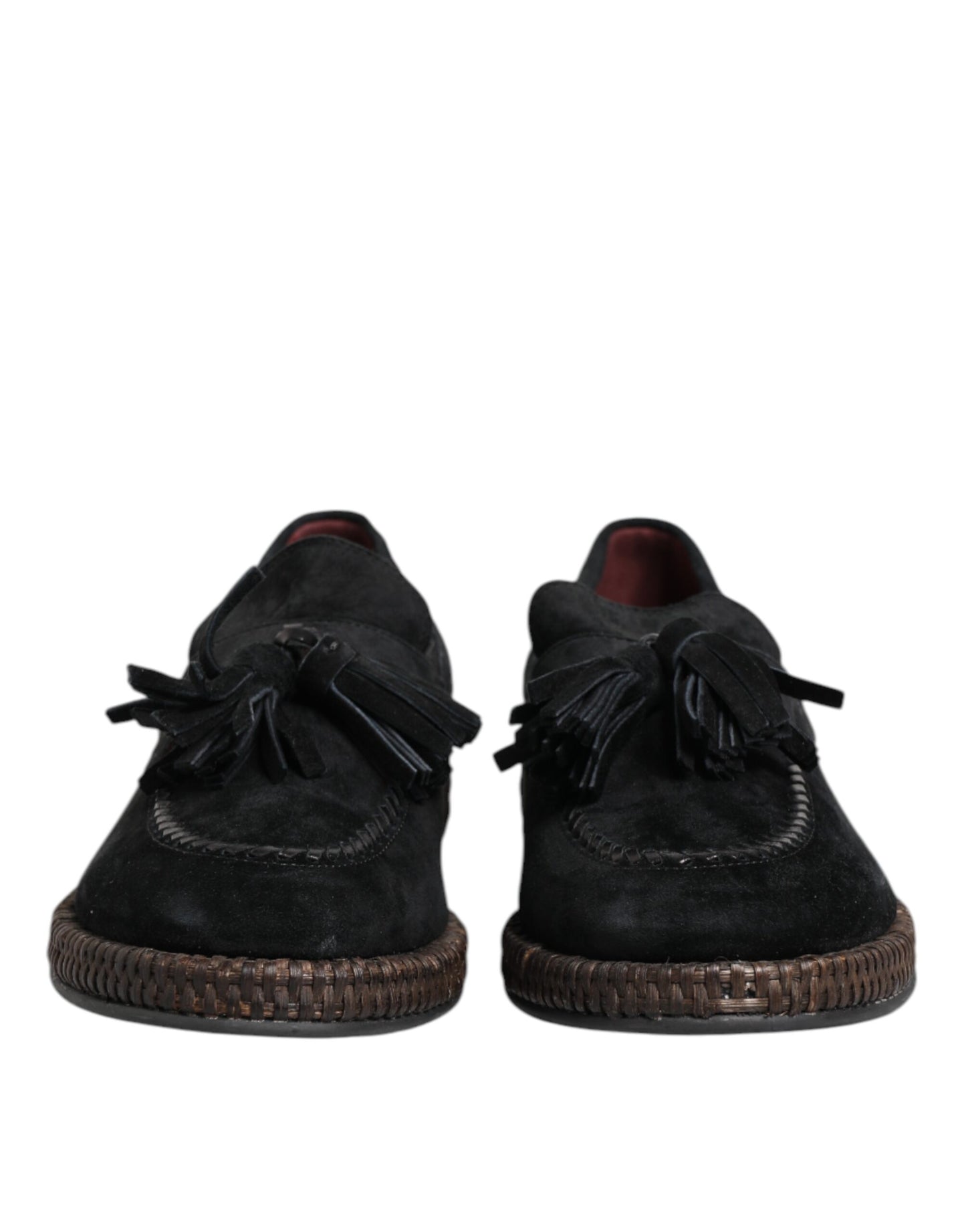 Dolce & Gabbana Black Suede Tassel Embellished Loafers