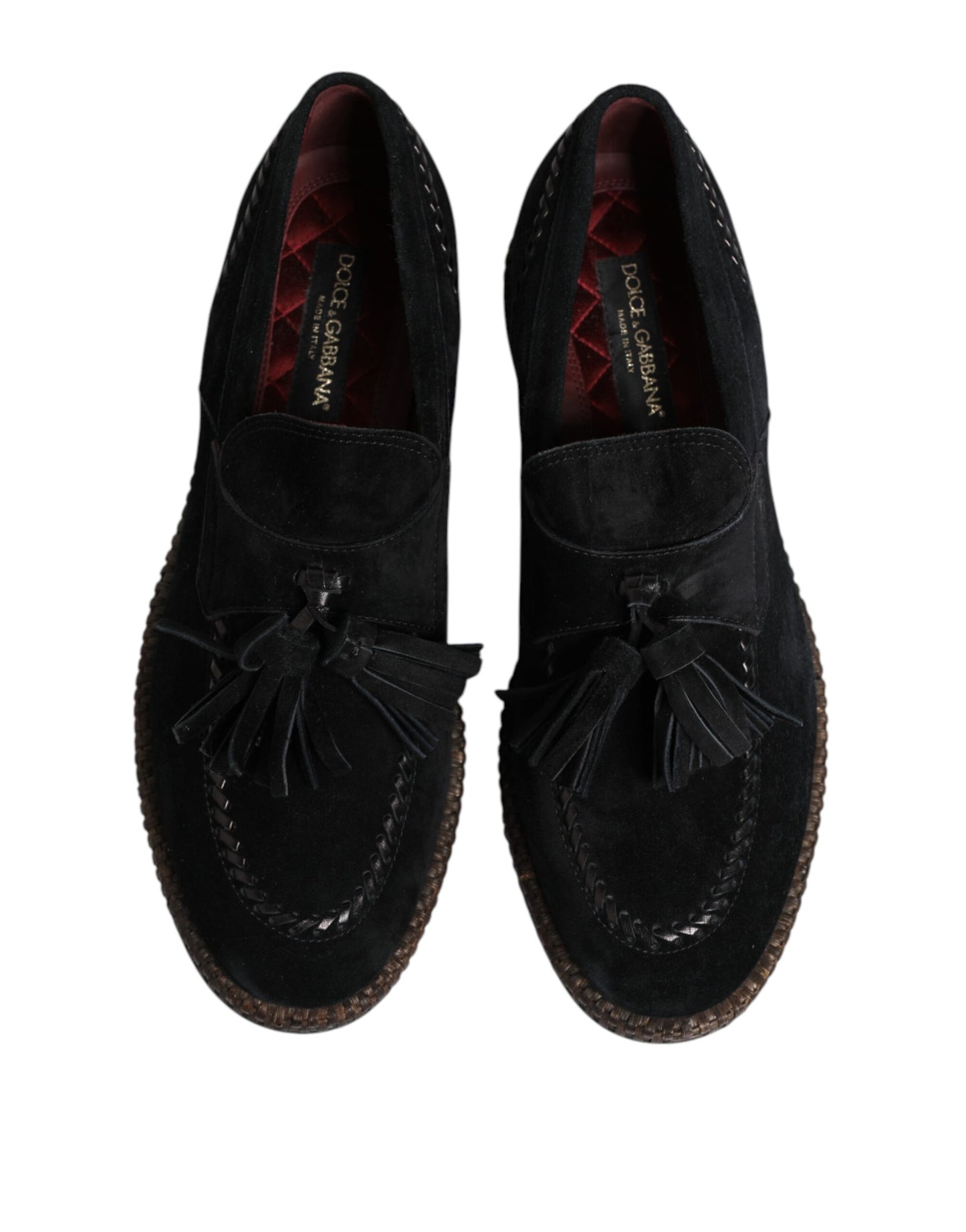 Dolce & Gabbana Black Suede Tassel Embellished Loafers