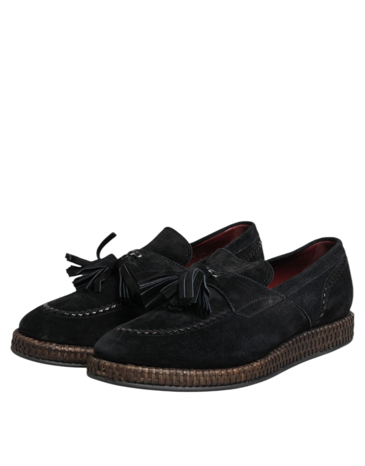 Dolce & Gabbana Black Suede Tassel Embellished Loafers